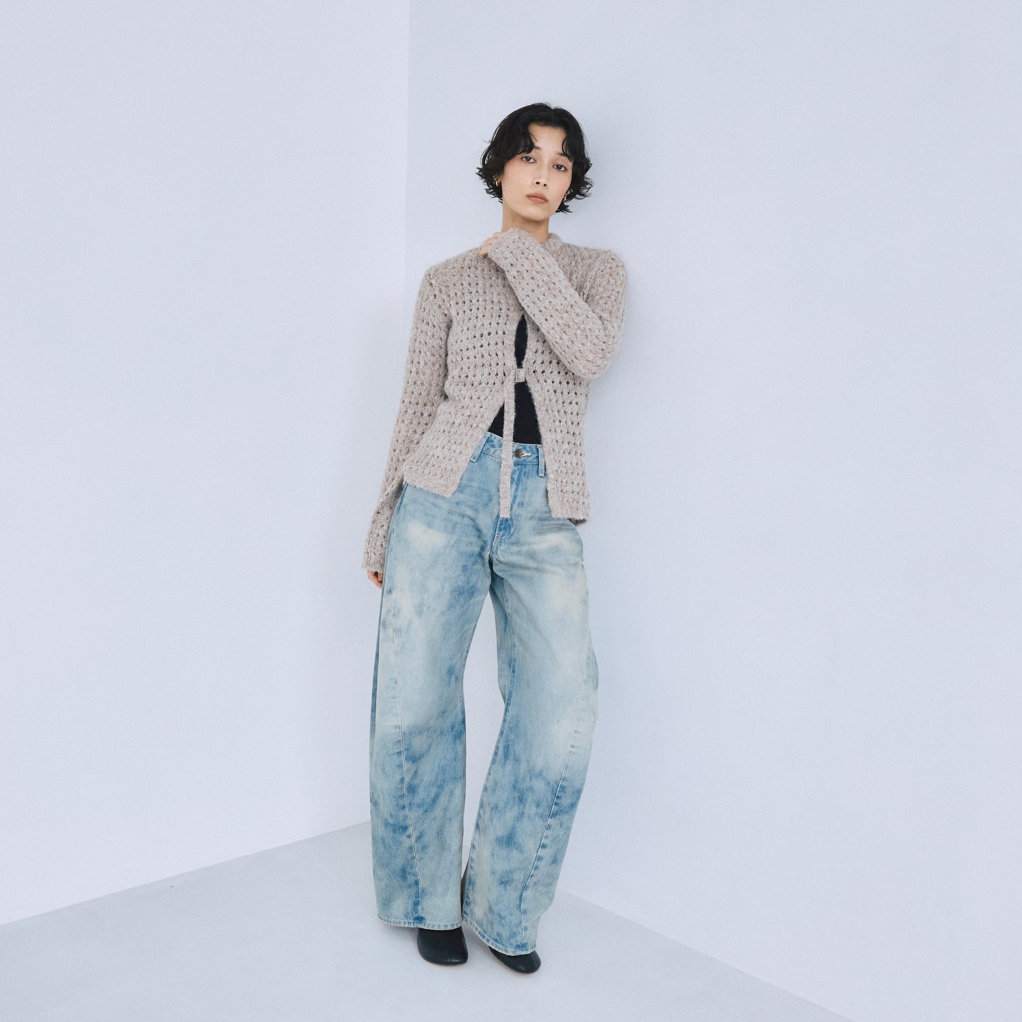 Fluffy Yarn 2way Knitトップス