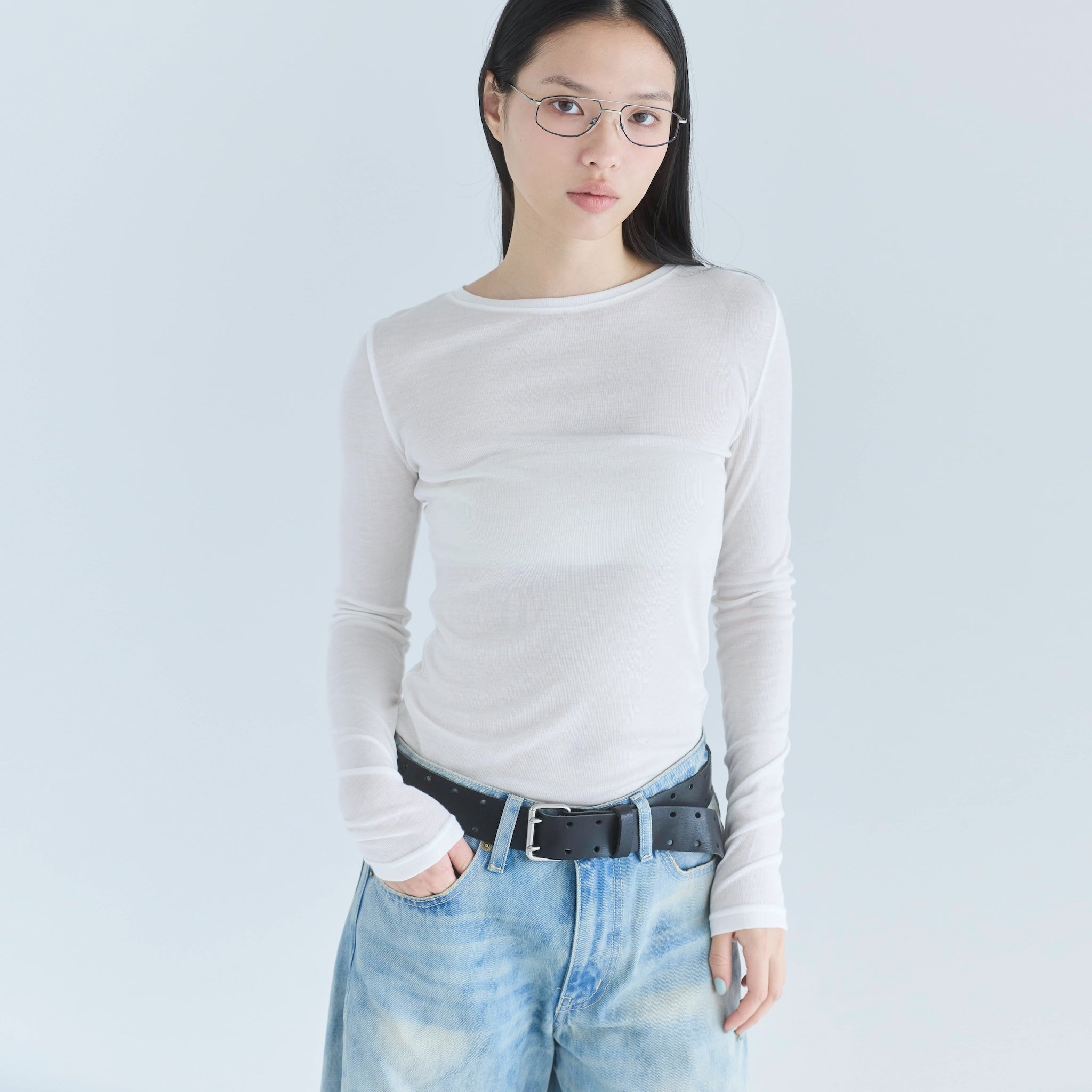 SEAROOMLYNN トップス Knit Docking Asymmetryバルーントップス