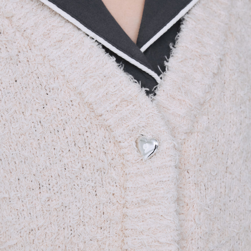 Cozy Relax Heart Button Cardigan