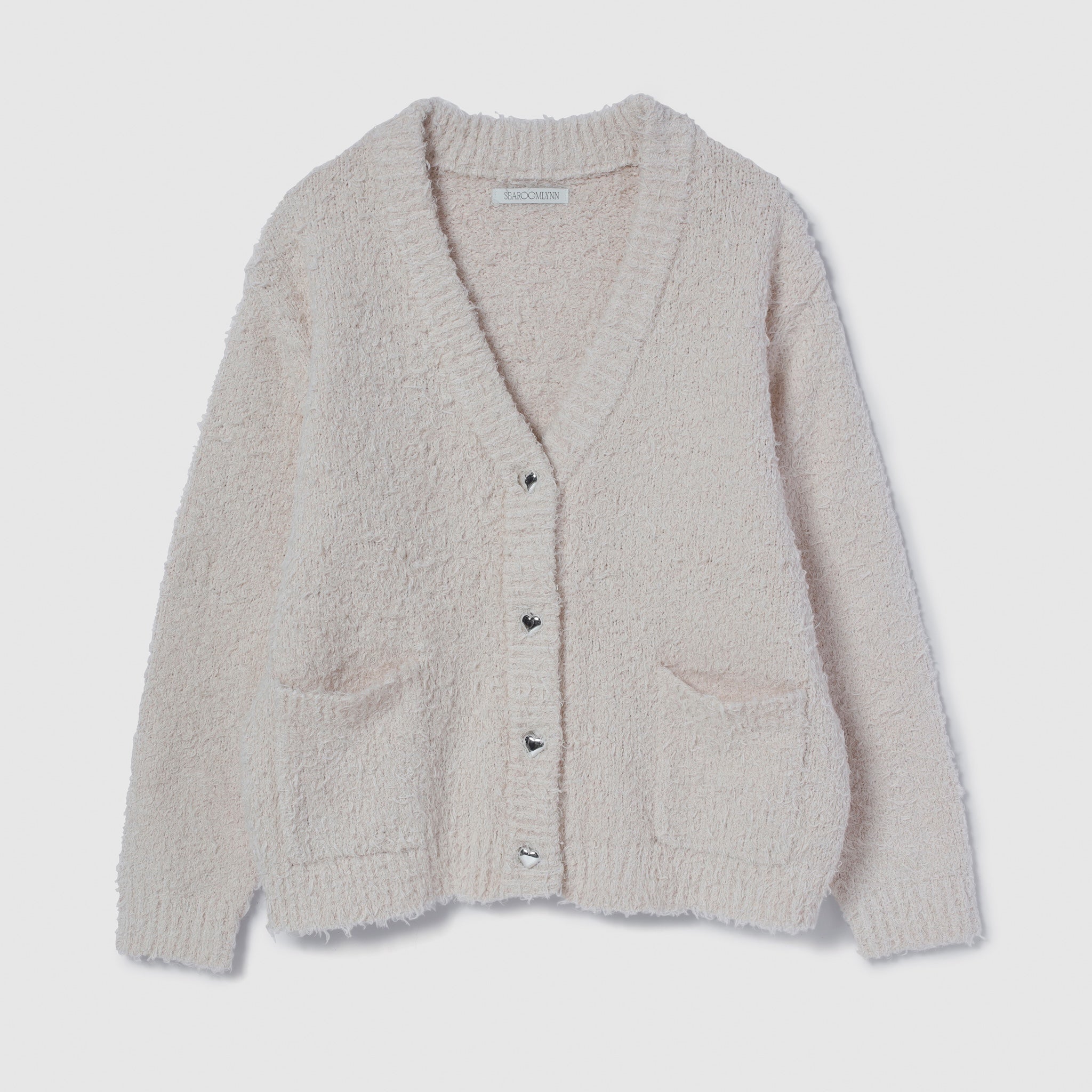 Cozy Relaxハートボタンカーディガン