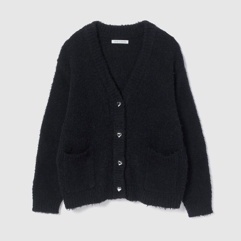 Cozy Relax Heart Button Cardigan