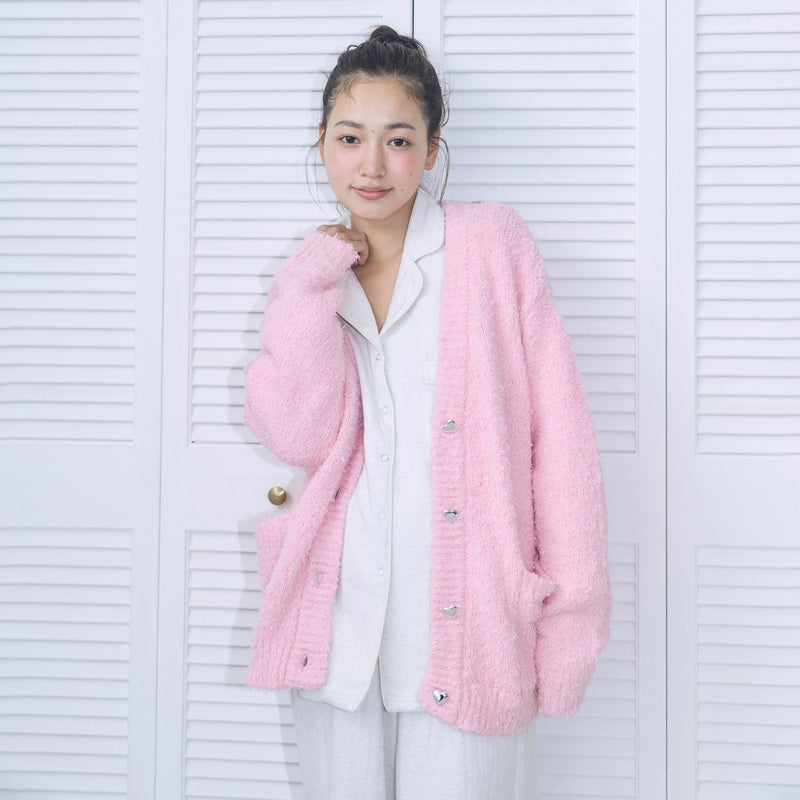 Cozy Relax Heart Button Cardigan