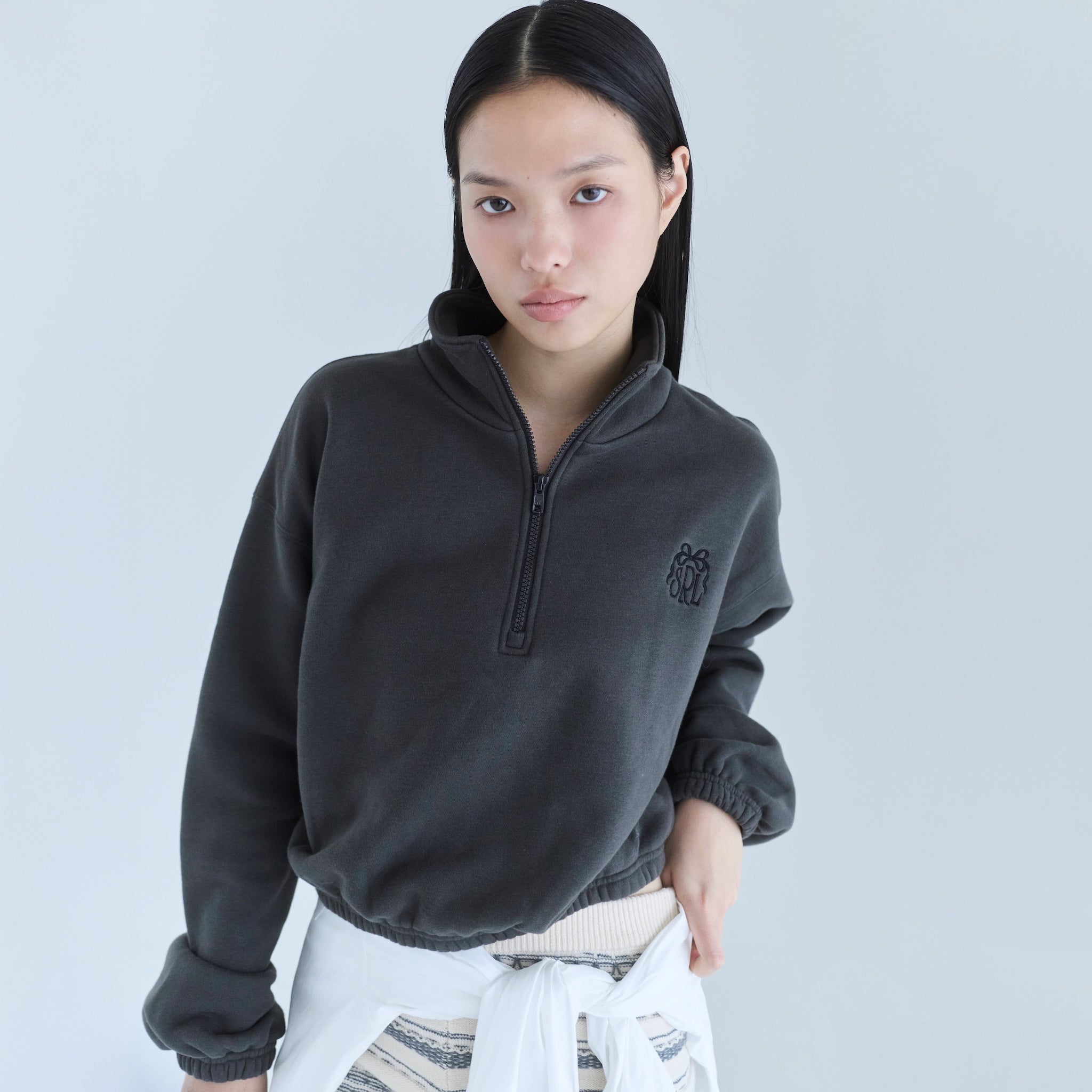 トップス searoomlynn volume zip Ribbon Logo Volume Sweat Zipトップス