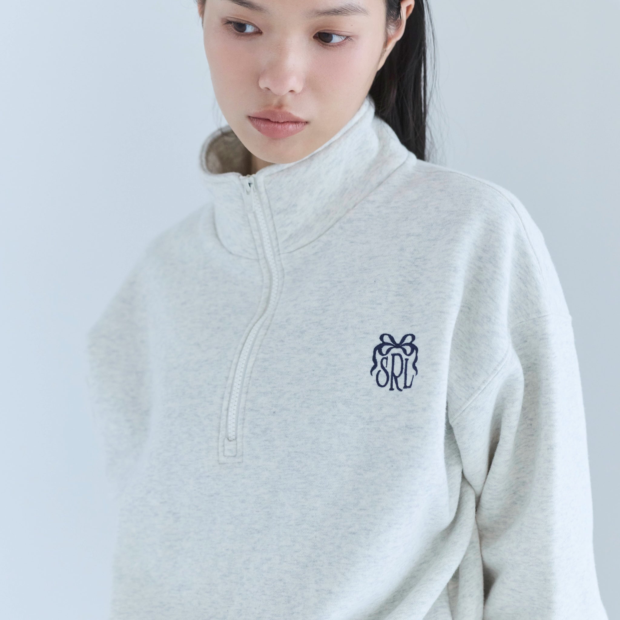Ribbon Logo Volume Sweat Zip Top