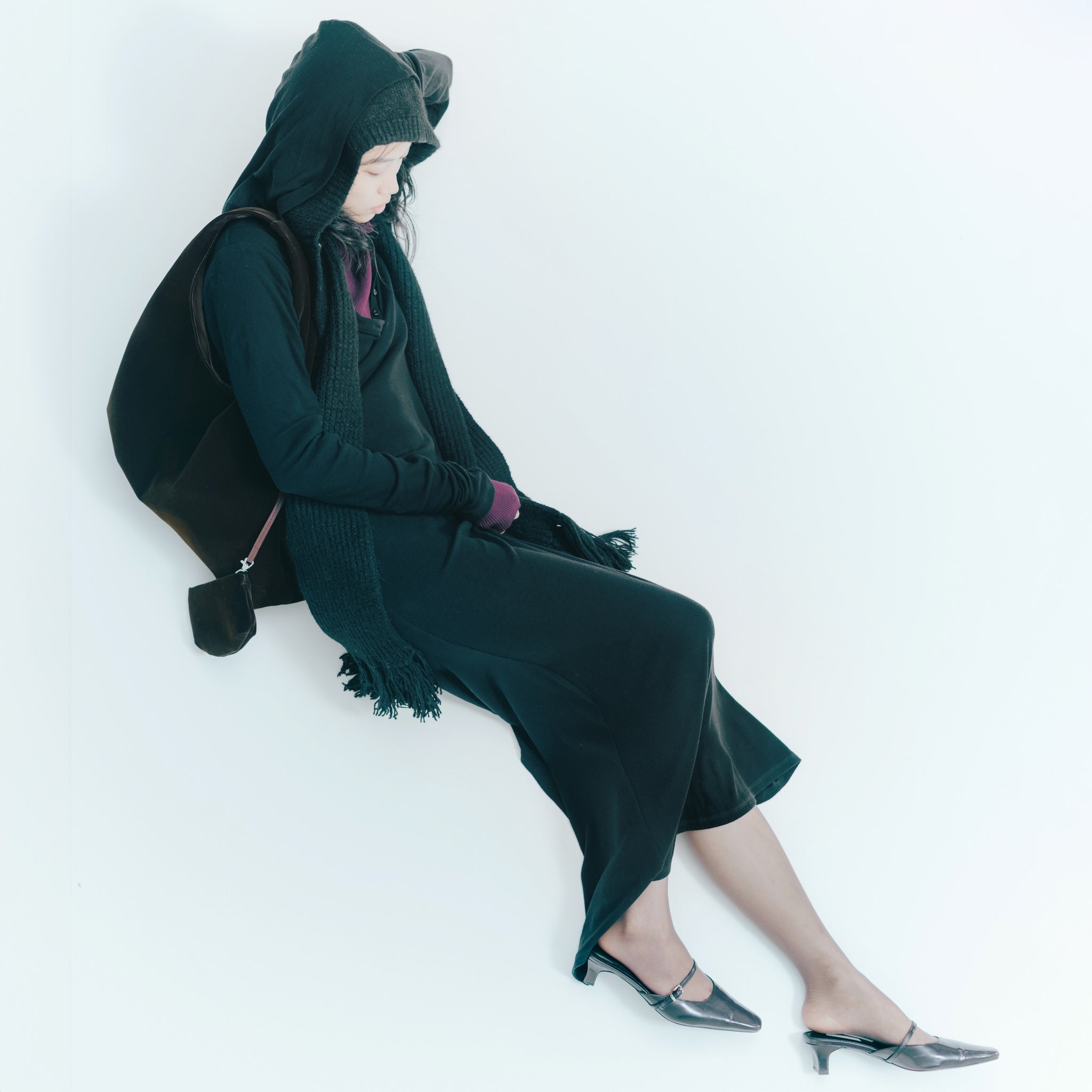 Petitボタンマルチネックニットトップス