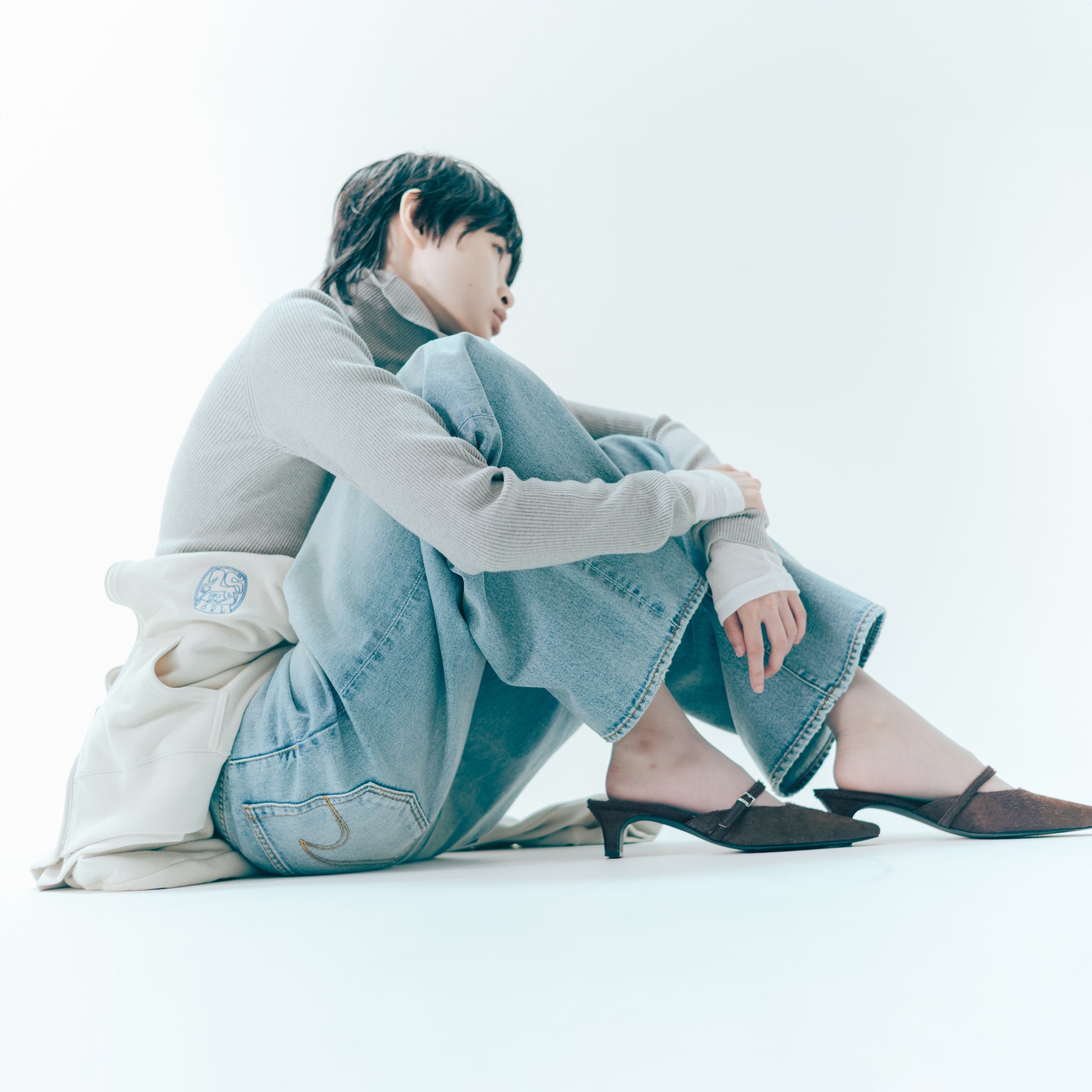 Petitボタンマルチネックニットトップス