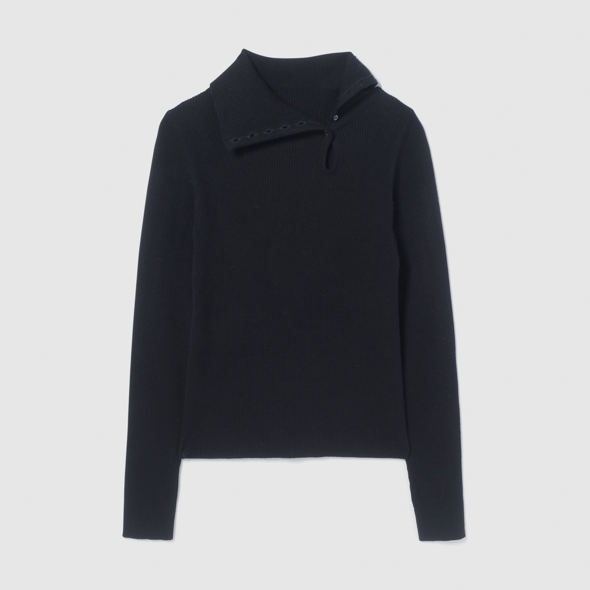 Petitボタンマルチネックニットトップス