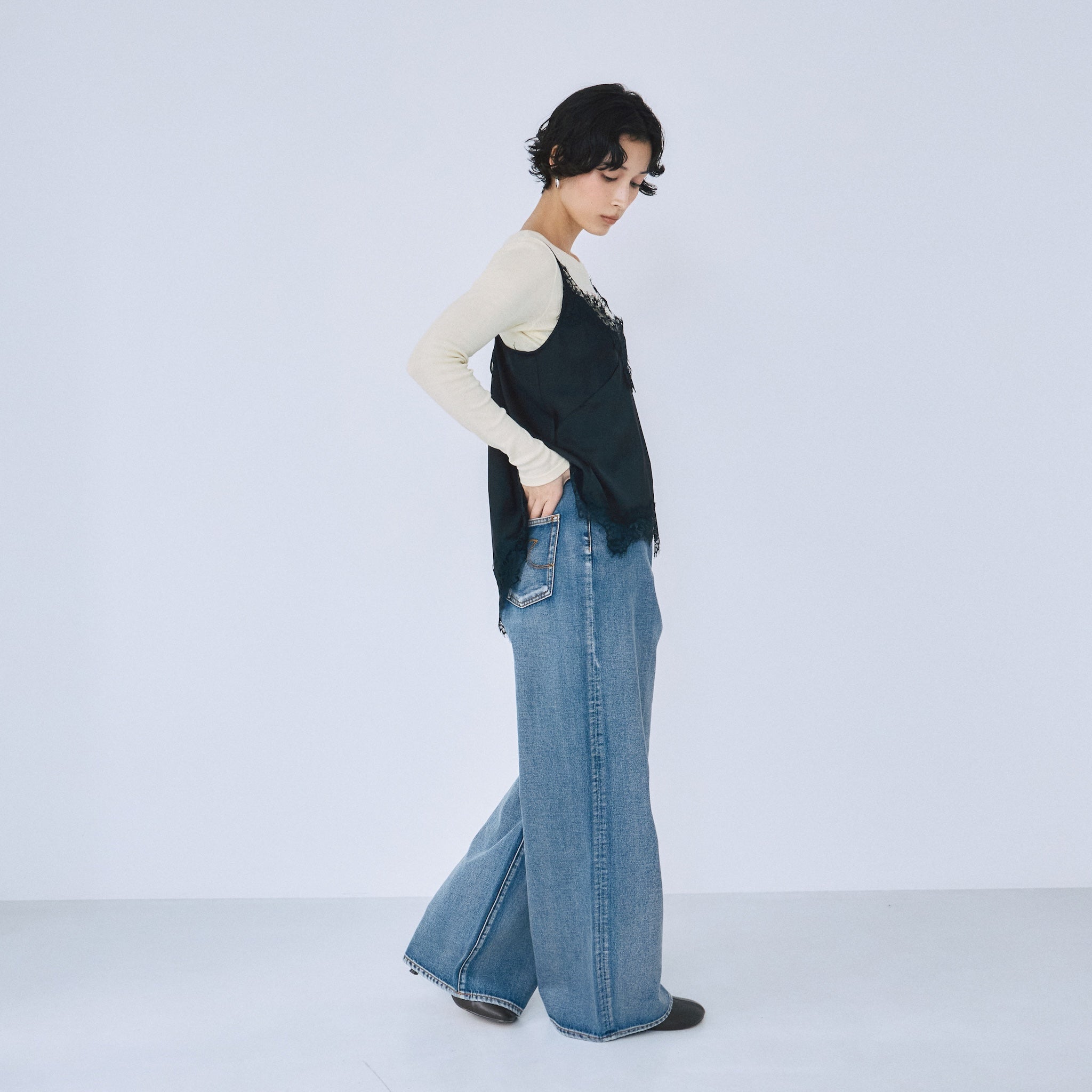 Eye Lash Satin Back Open Camisole