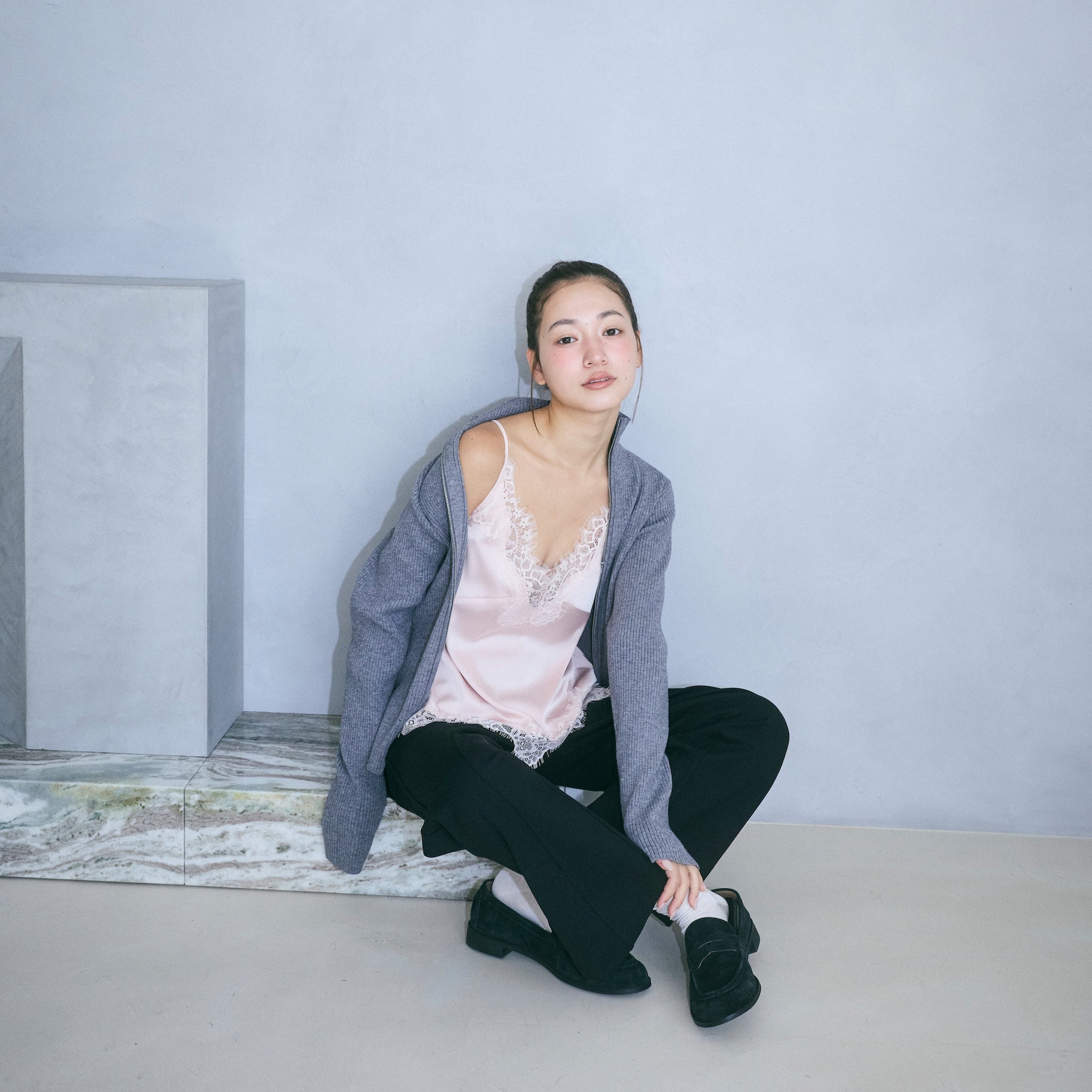 Eye Lash Satin Back Open Camisole