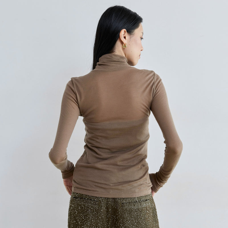 Airy Slim Rib High Neck Top