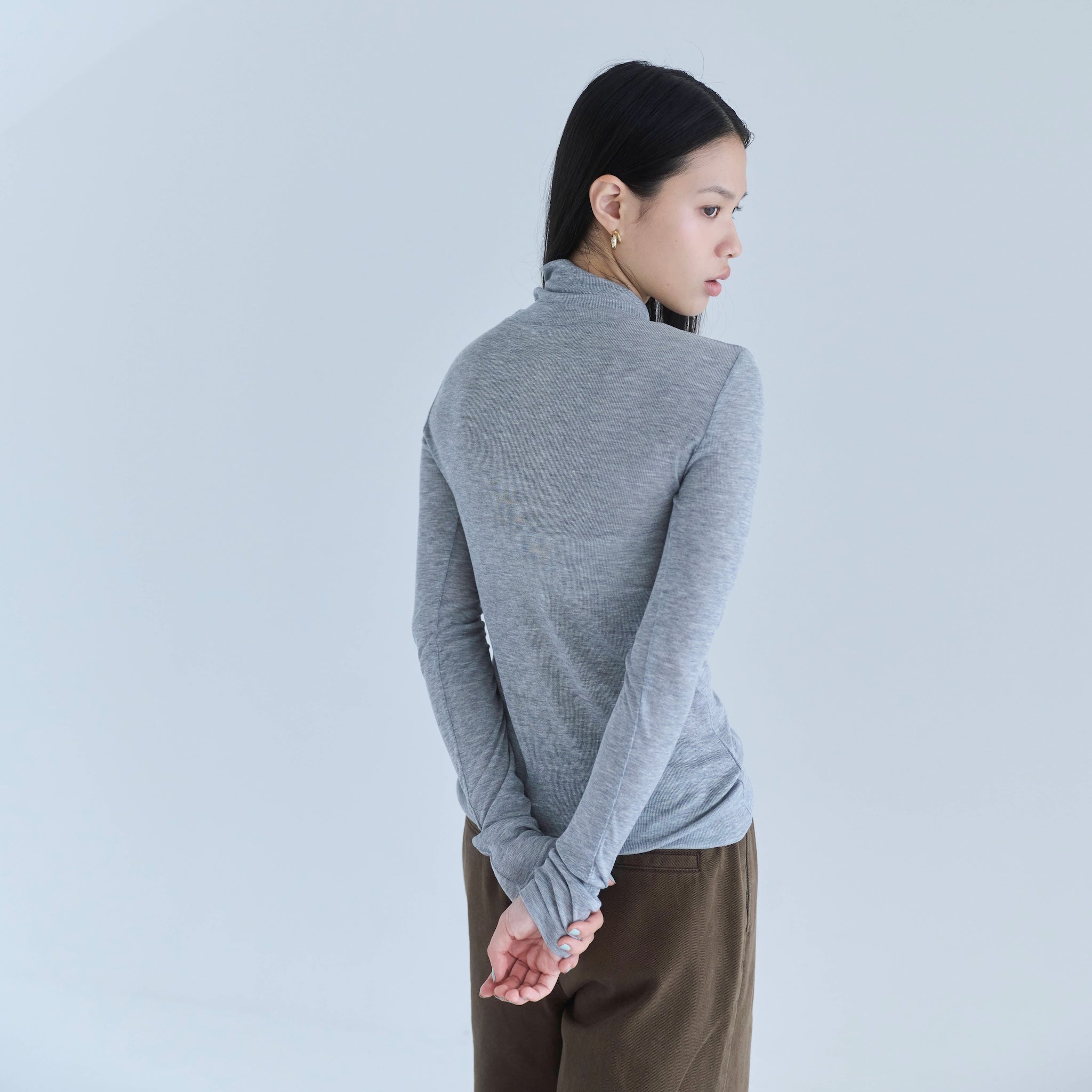 Airy Slim Rib High Neck Top