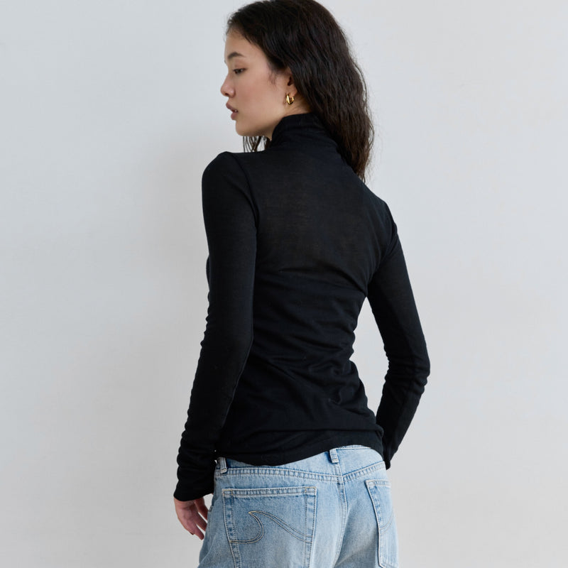 Airy Slim Rib High Neck Top