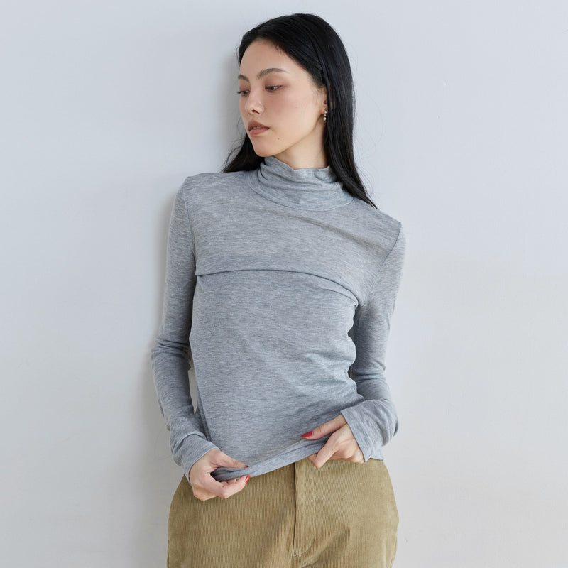 Airy Slim Rib High Neck Top