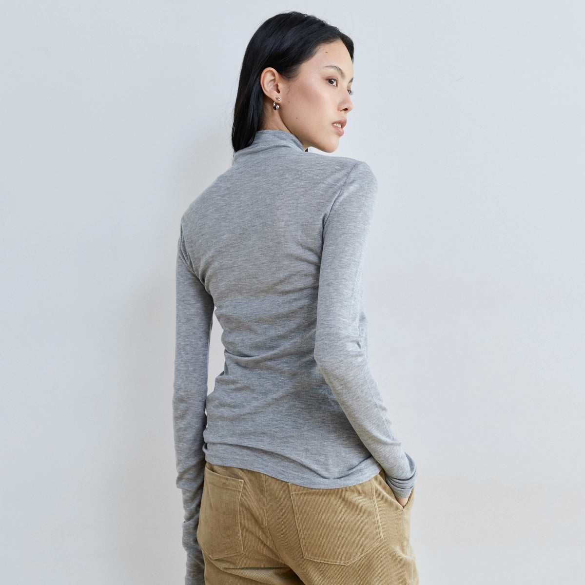 Airy Slim Rib High Neck Top