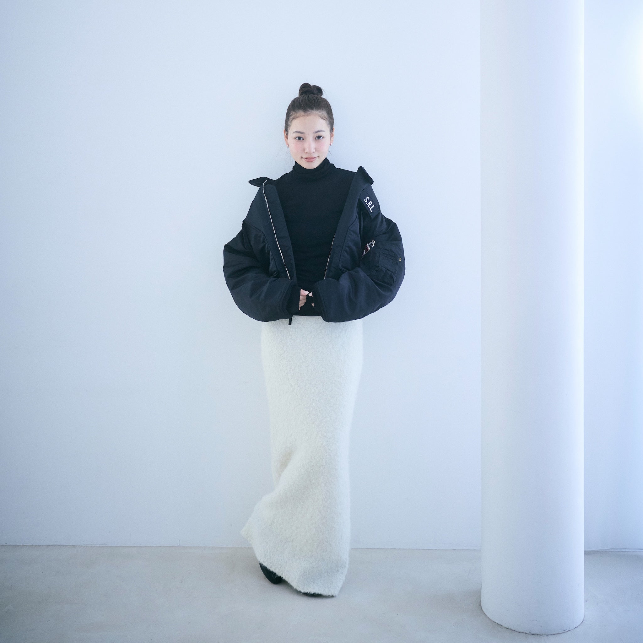 Airy Slim Rib High Neck Top