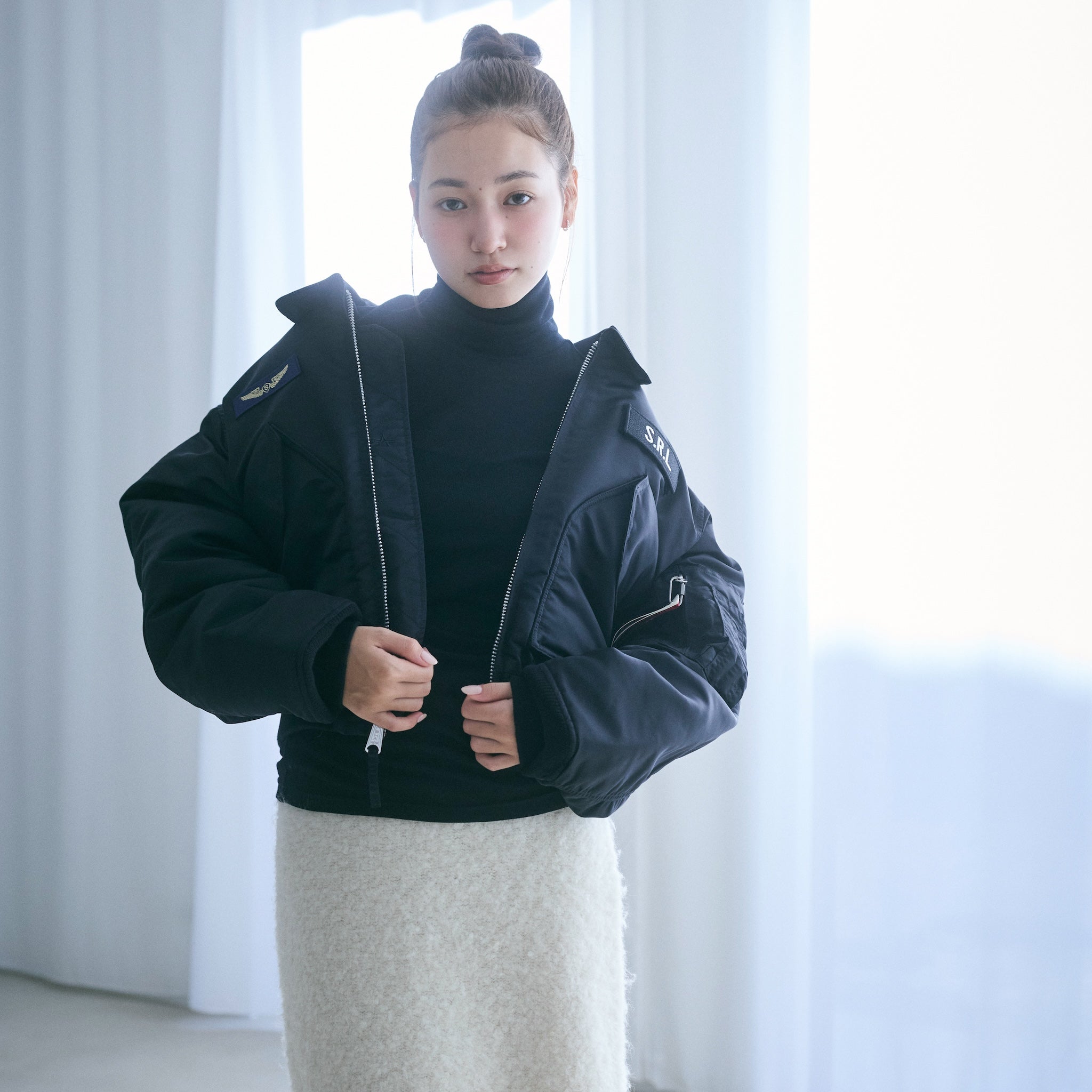 Airy Slim Rib High Neck Top