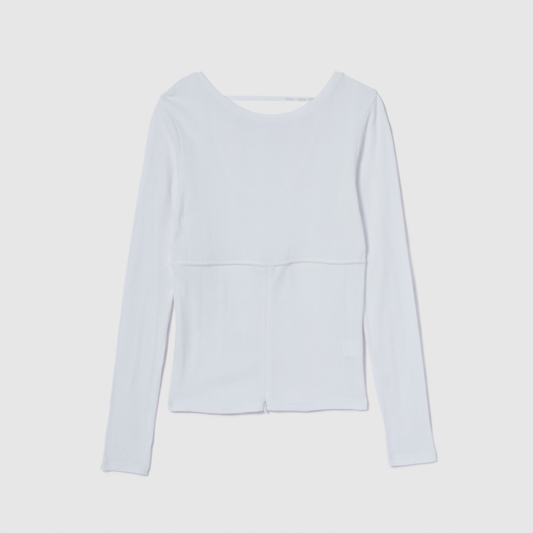 Soft sheerランダムRIB BackOpenトップス