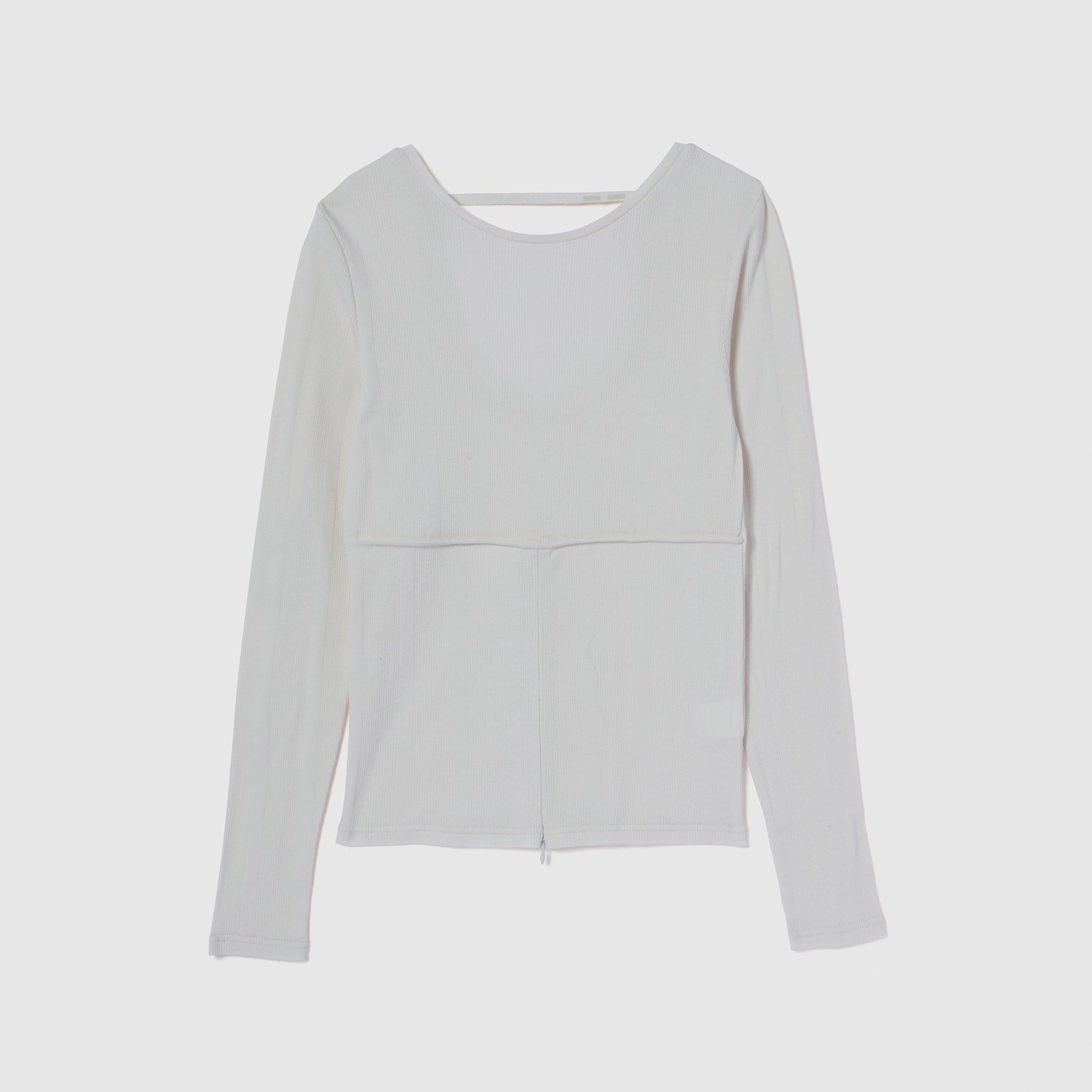 Soft sheerランダムRIB BackOpenトップス