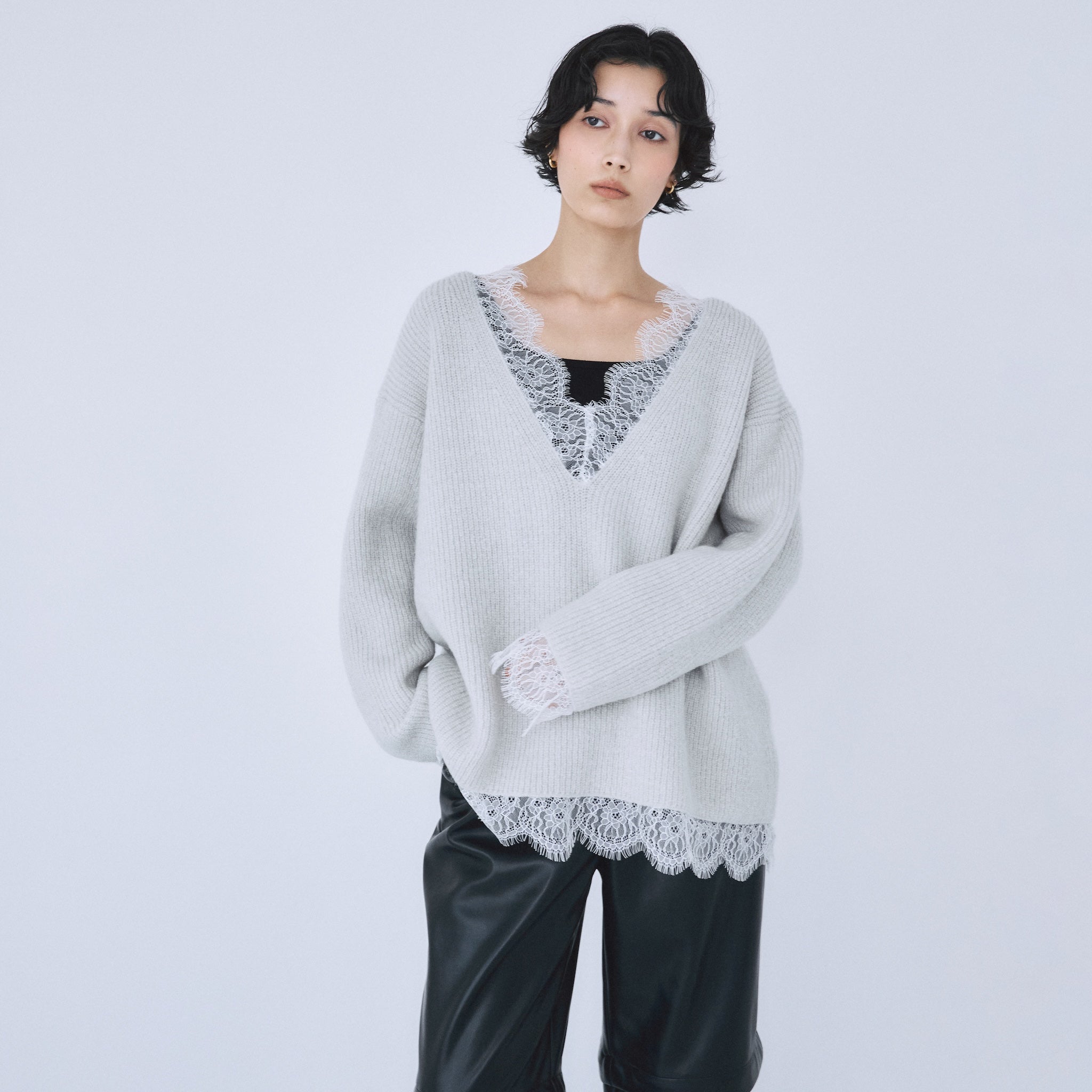 Eye Lash Laceニットトップス