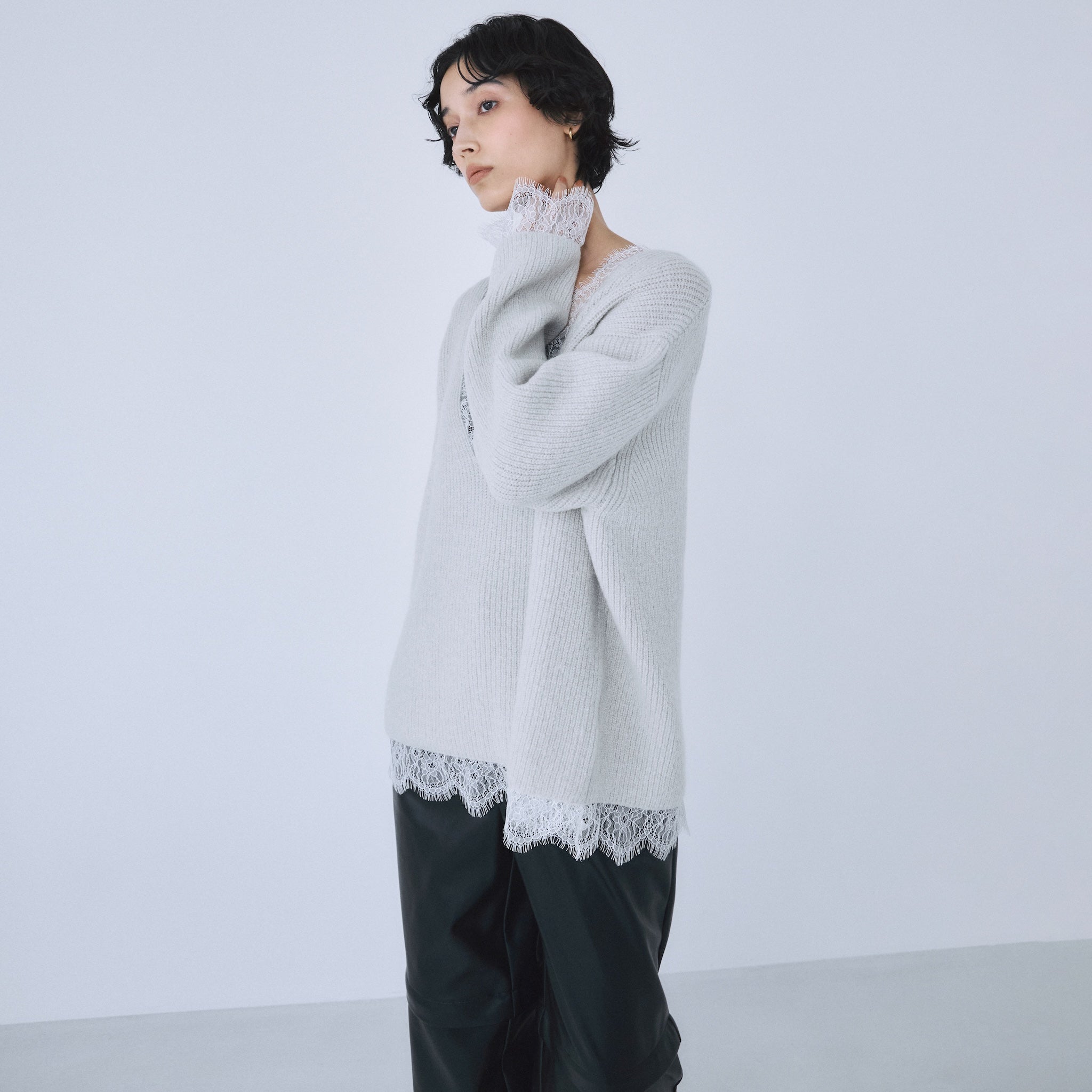 Eye Lash Laceニットトップス