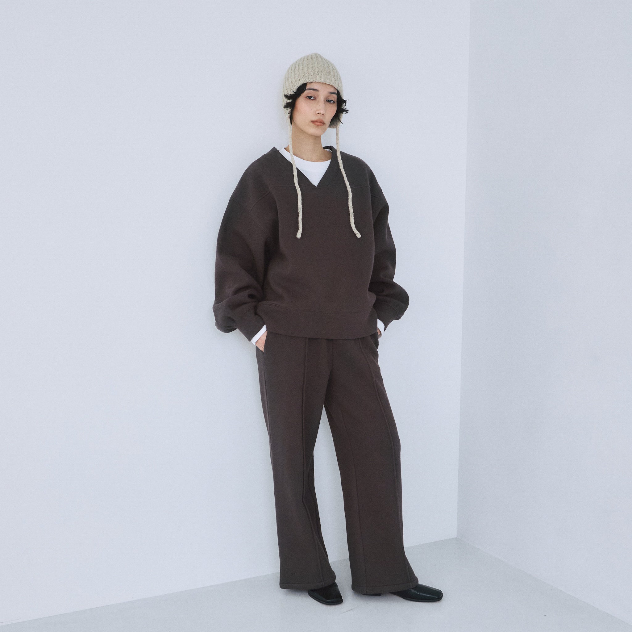 VネックメッシュSweatプルオーバー