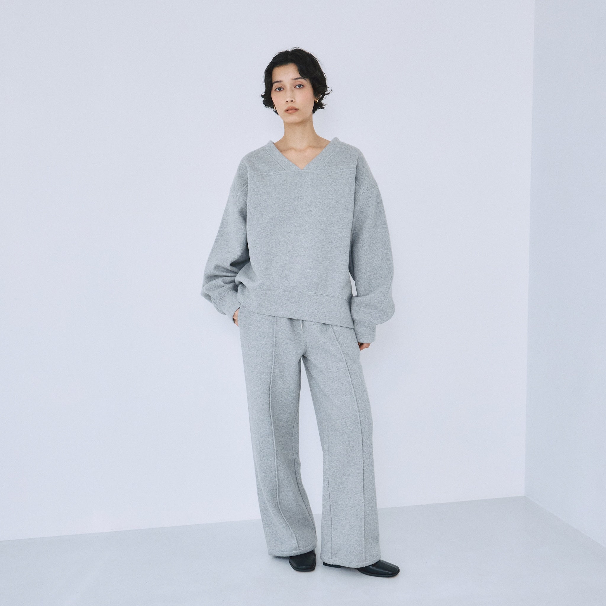 VネックメッシュSweatプルオーバー