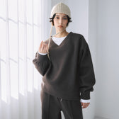 VネックメッシュSweatプルオーバー