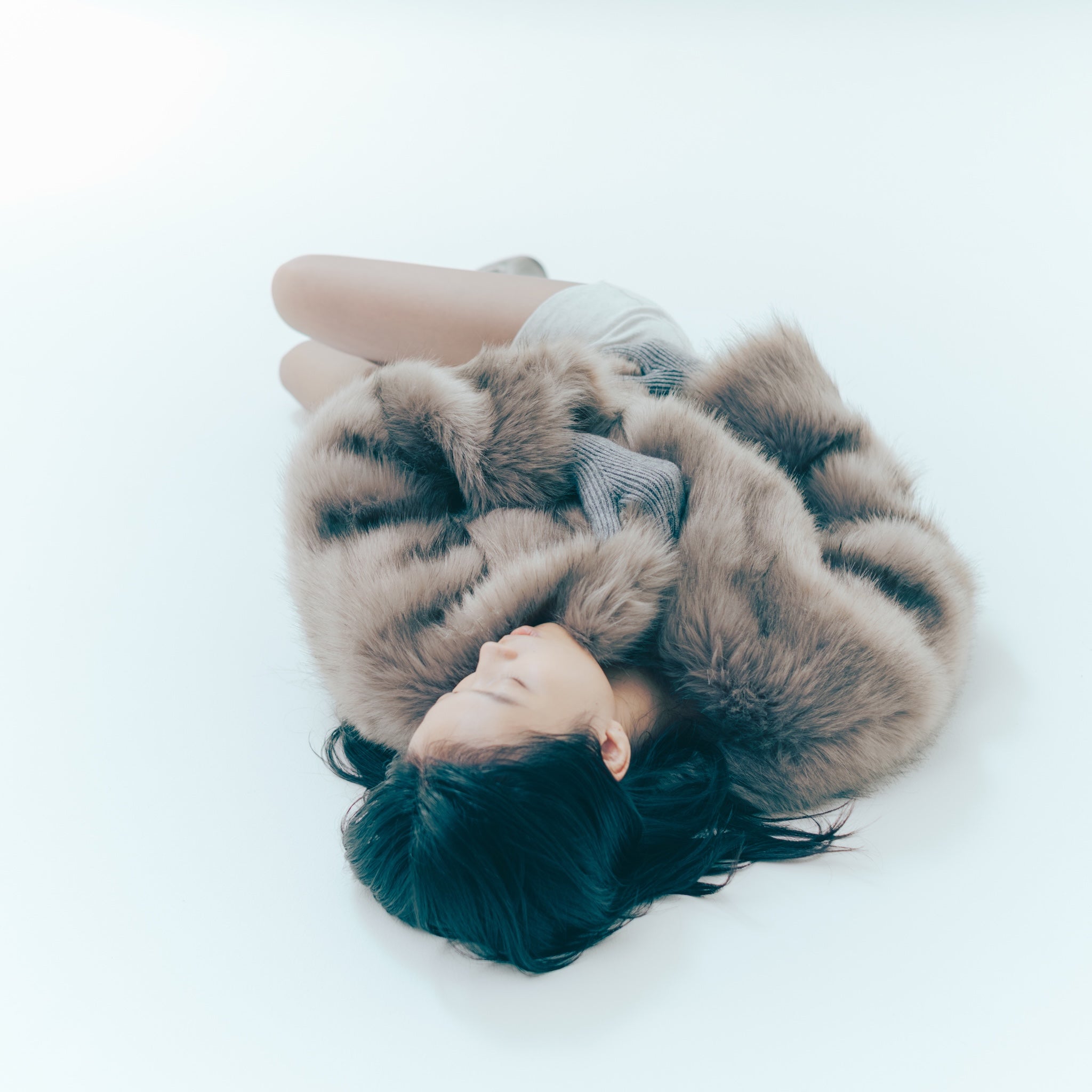 mix colorボリュームファーコート