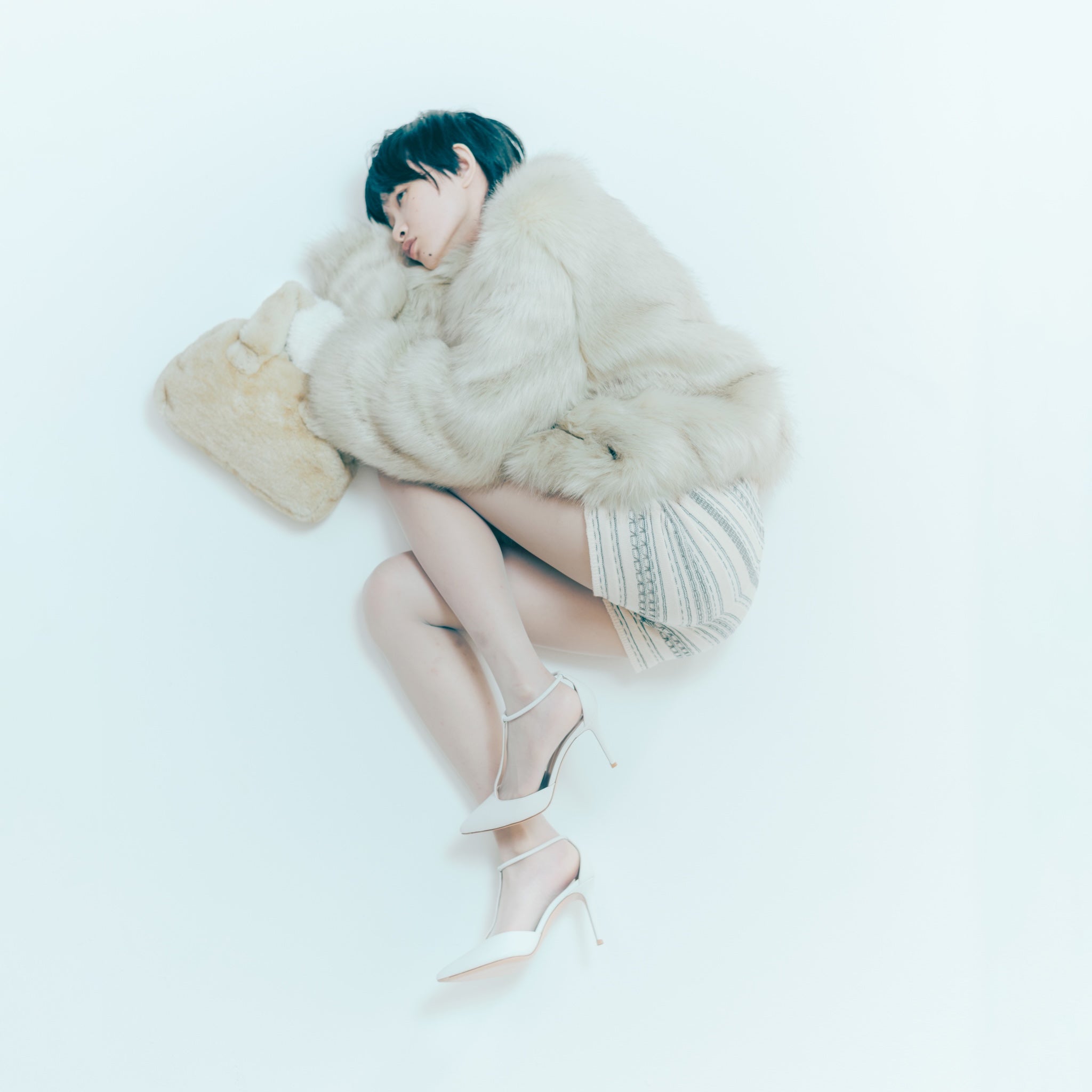 mix colorボリュームファーコート