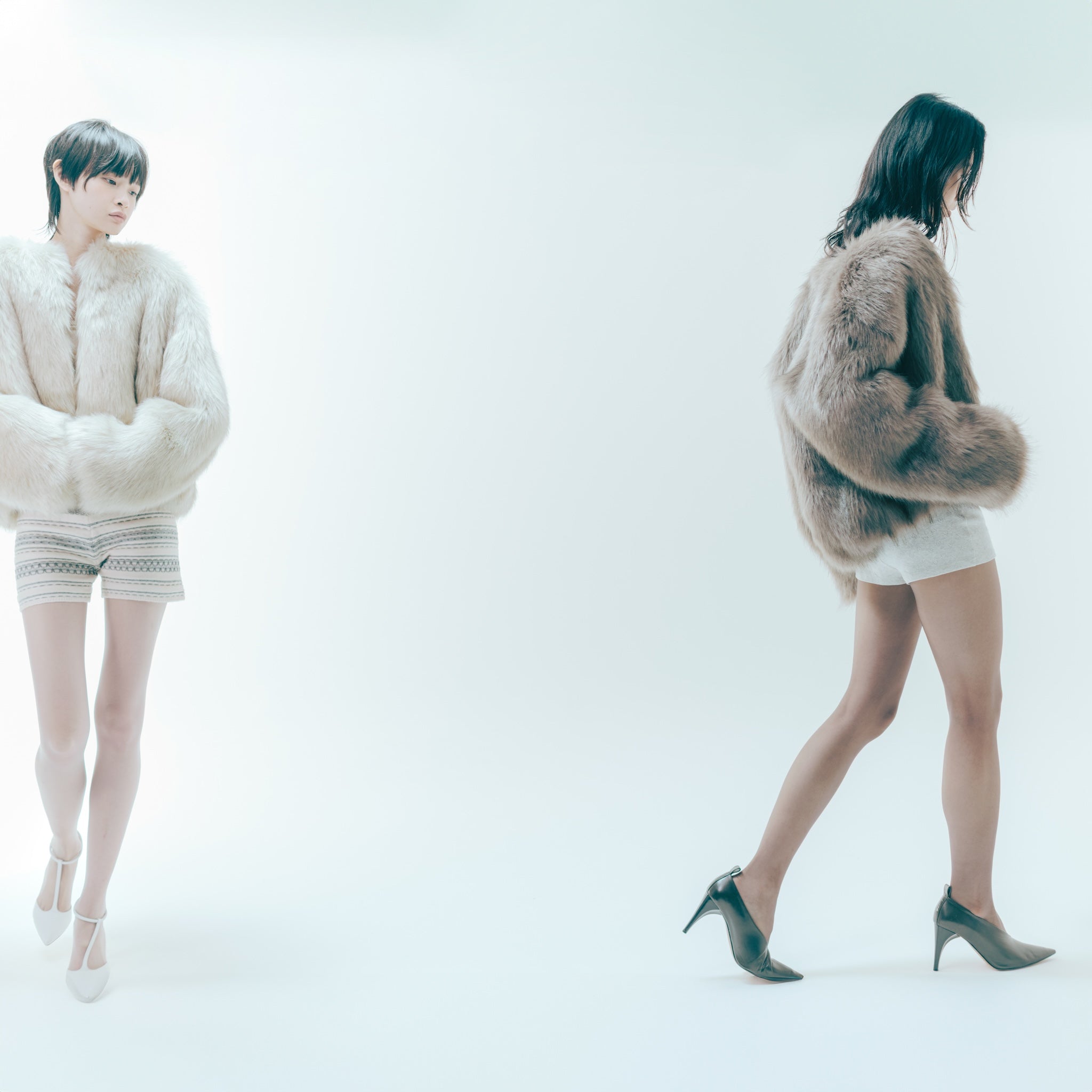 mix colorボリュームファーコート