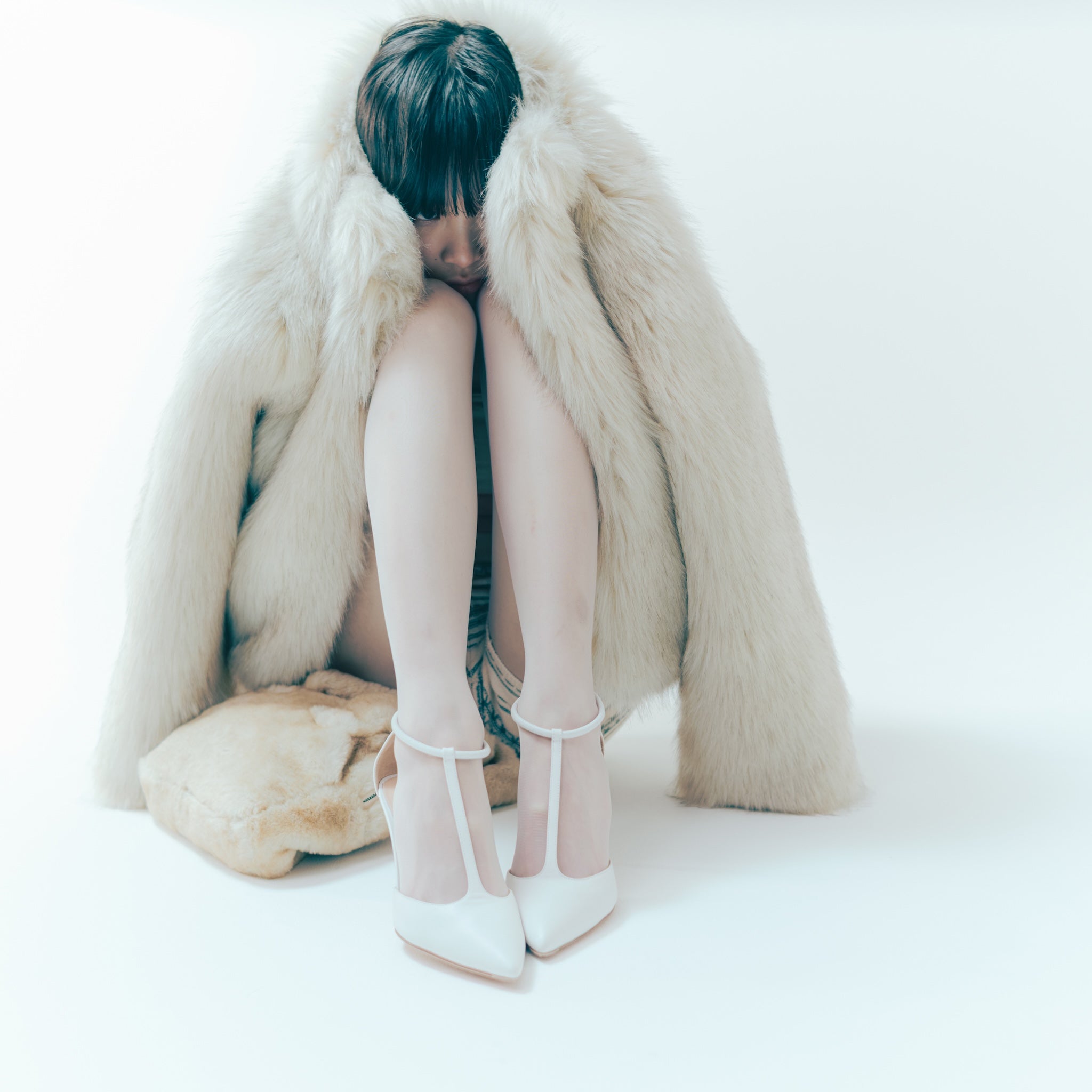 mix colorボリュームファーコート