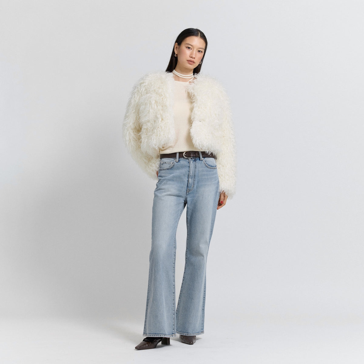 Cloud furノーカラーcoat