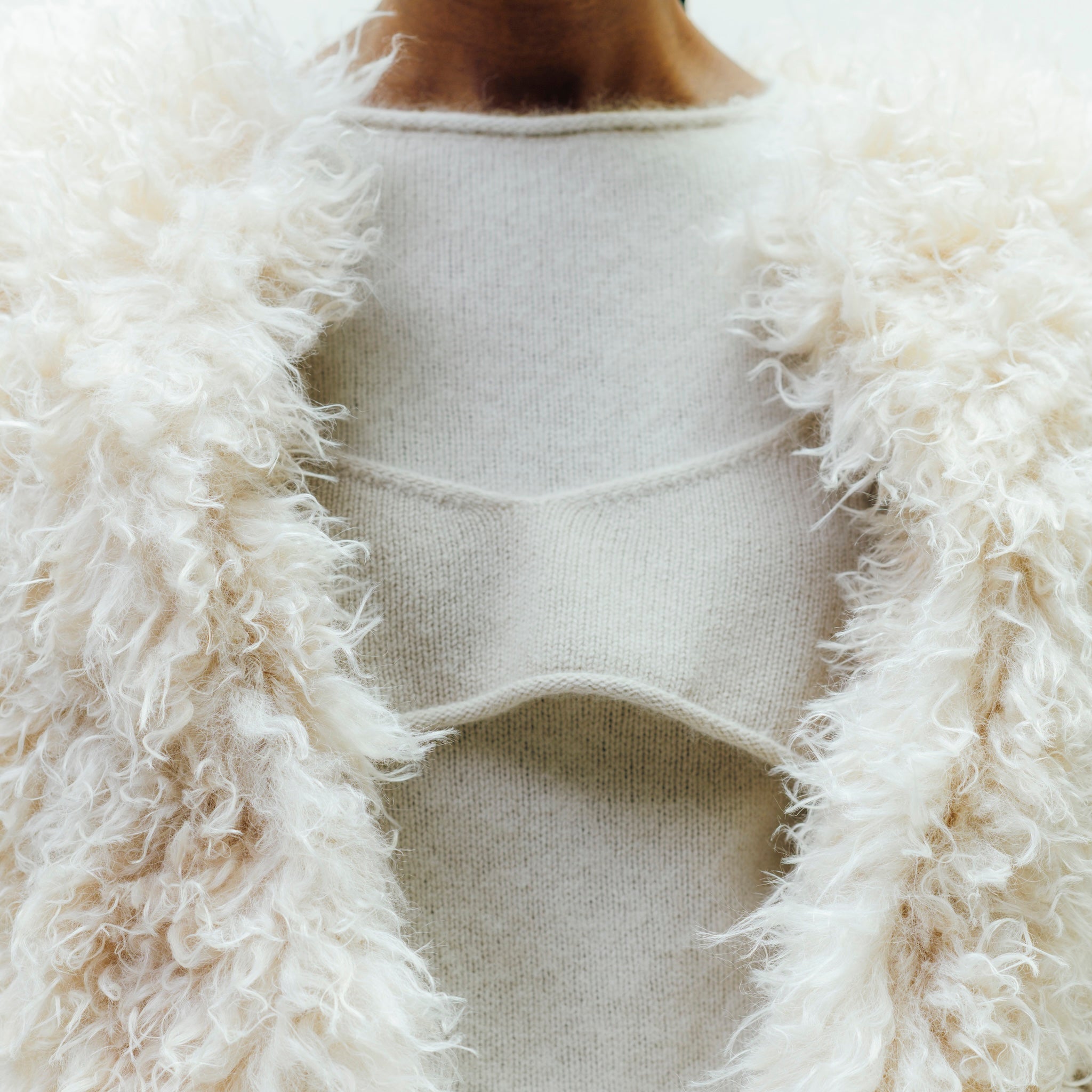 Cloud furノーカラーcoat