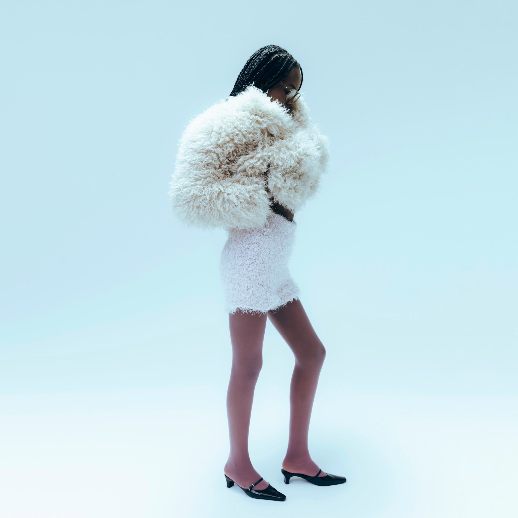 Cloud furノーカラーcoat