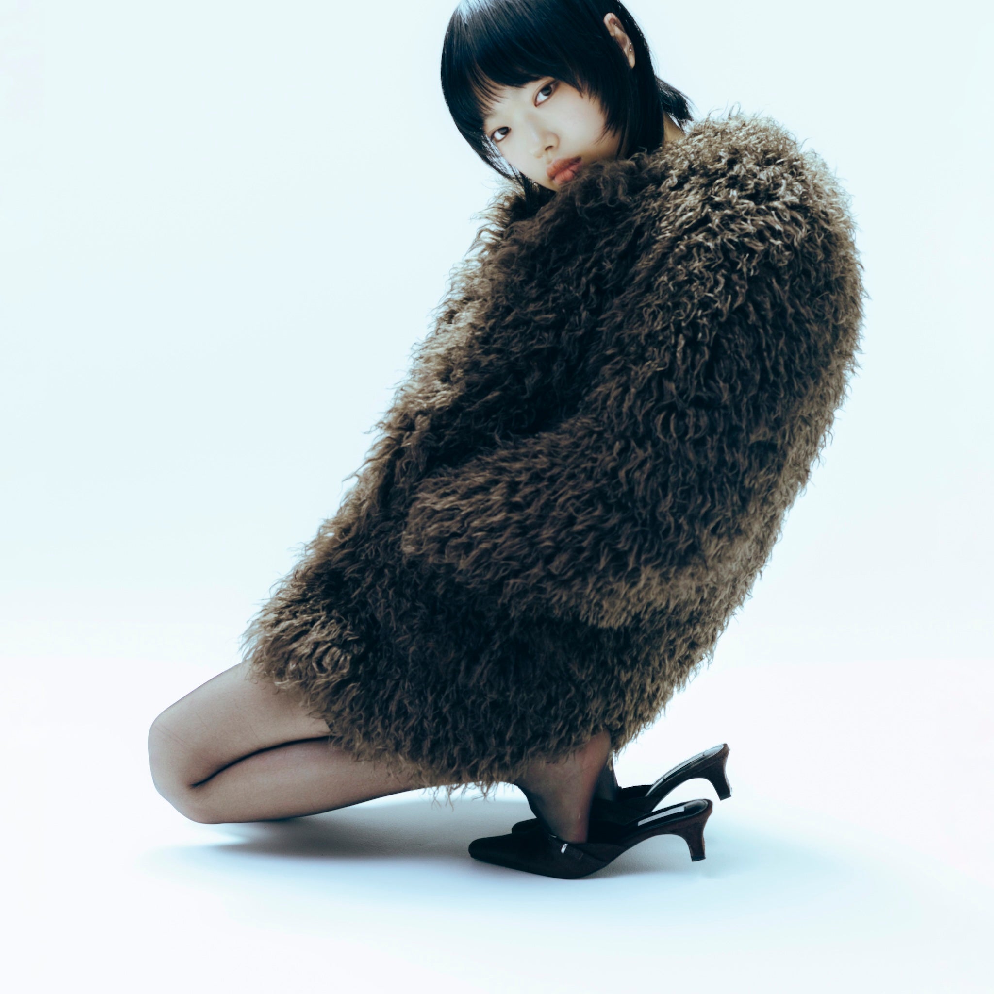 Cloud furノーカラーcoat