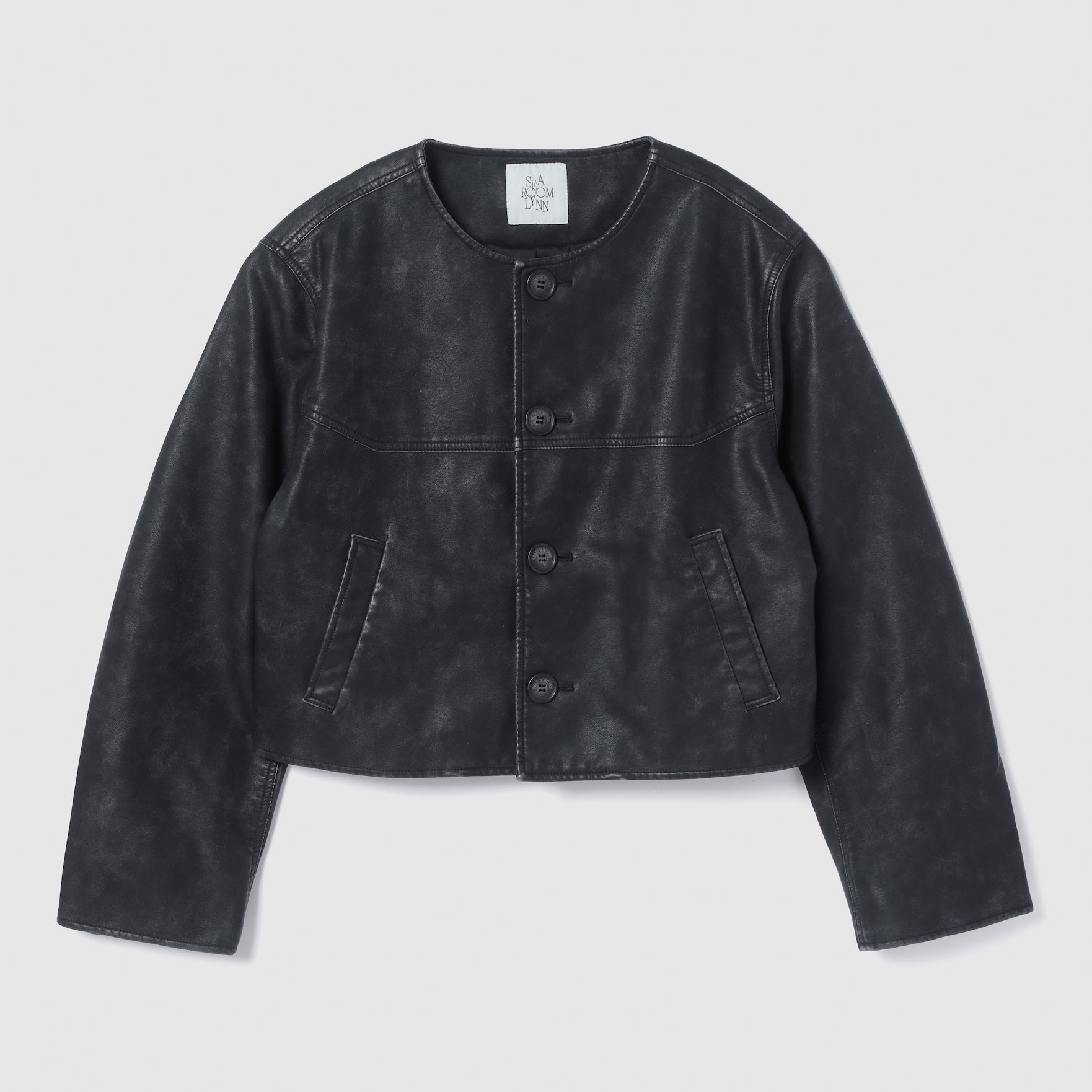 Fake suede collarless jacket