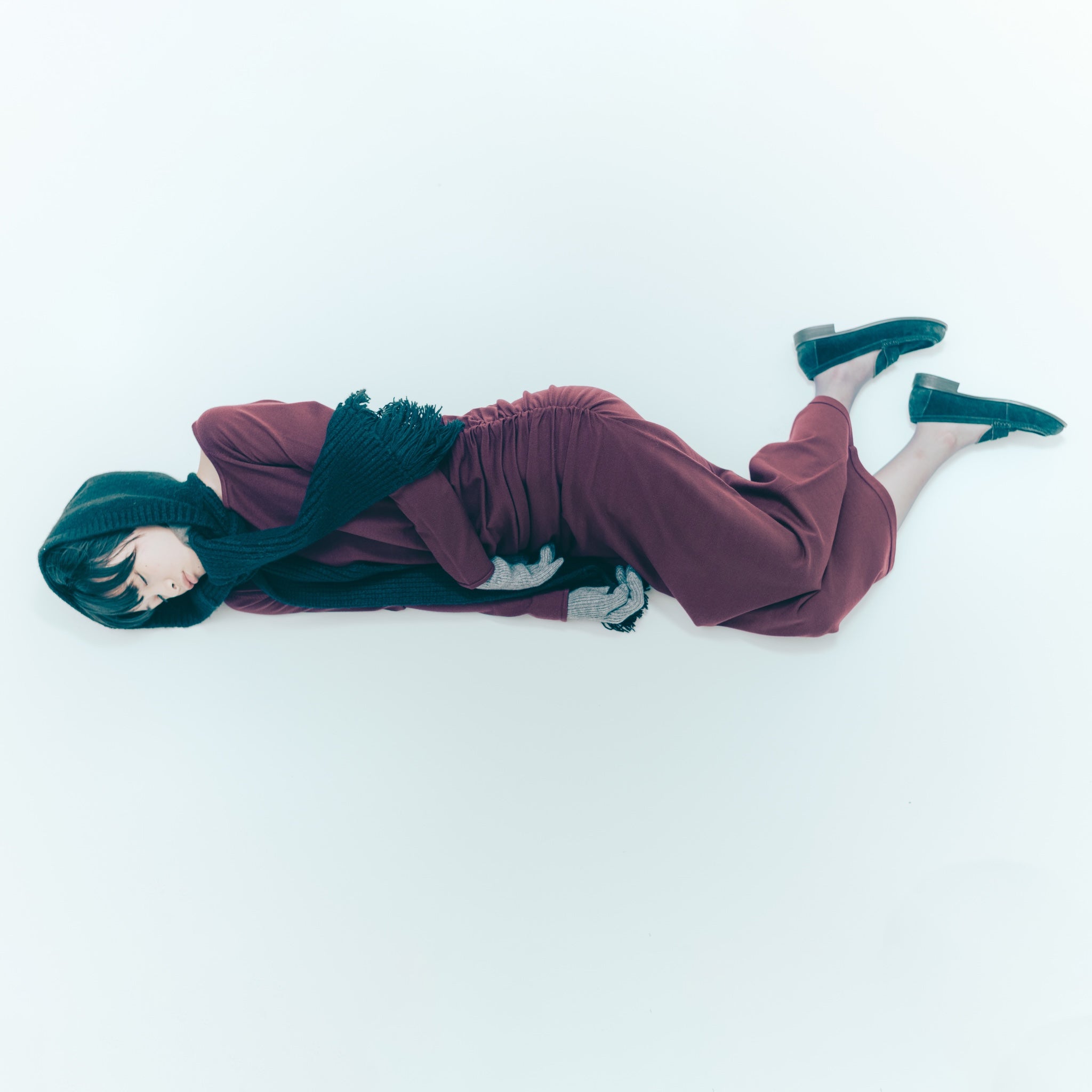 2wayネックKnitアイラインワンピース