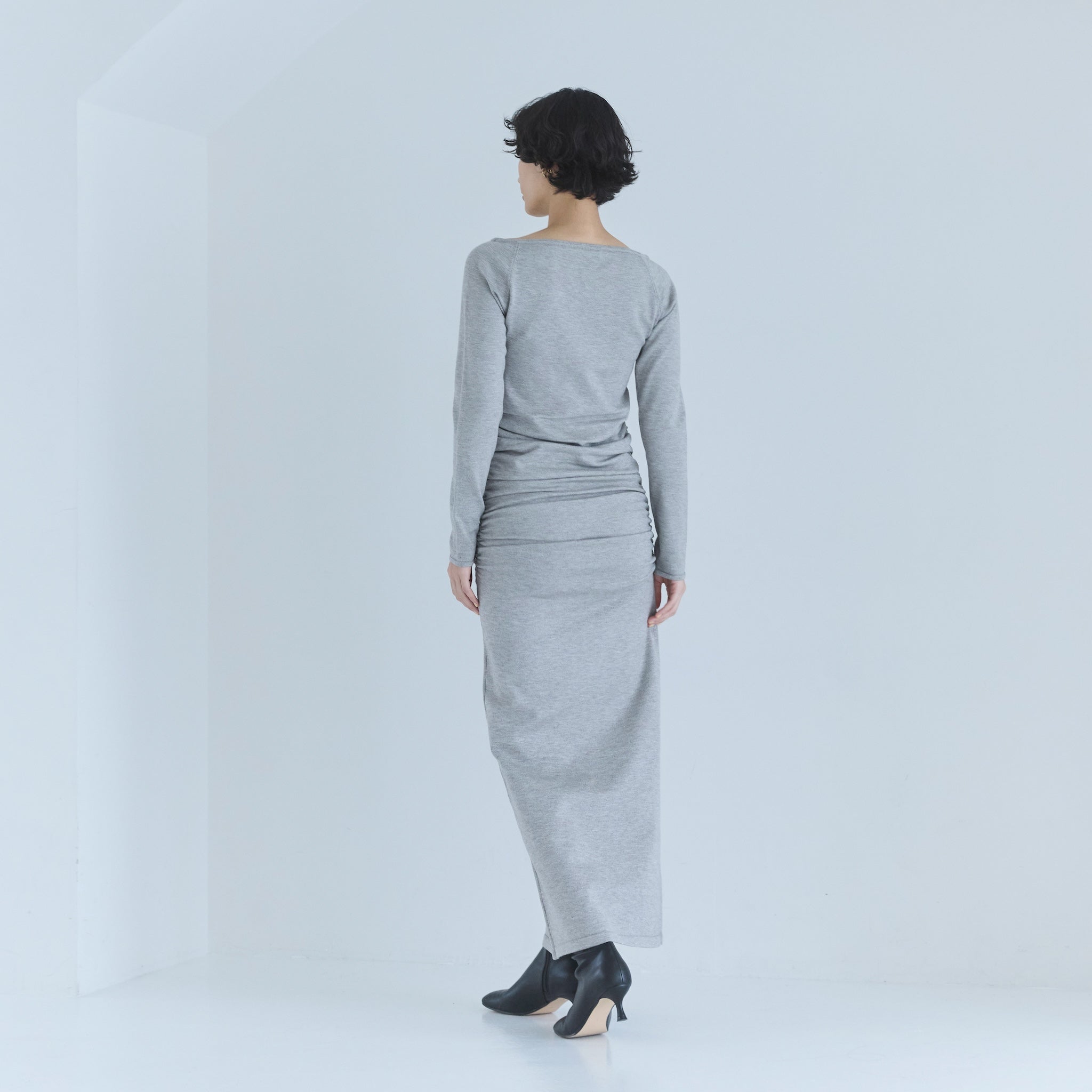 2wayネックKnitアイラインワンピース