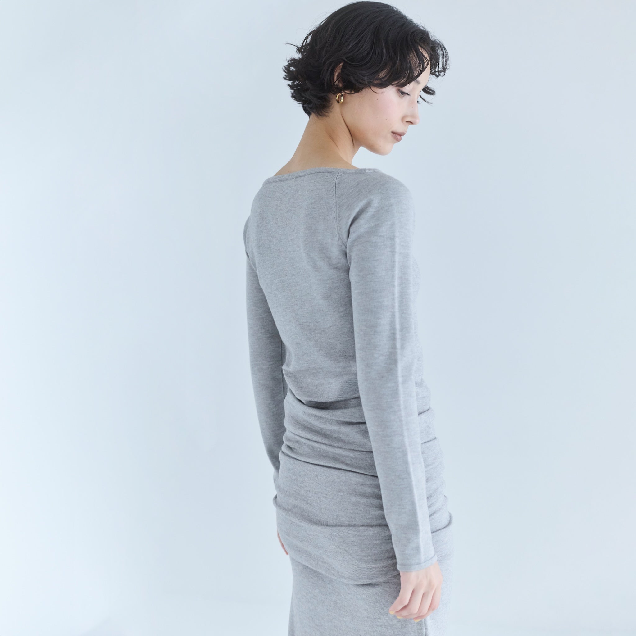 2wayネックKnitアイラインワンピース