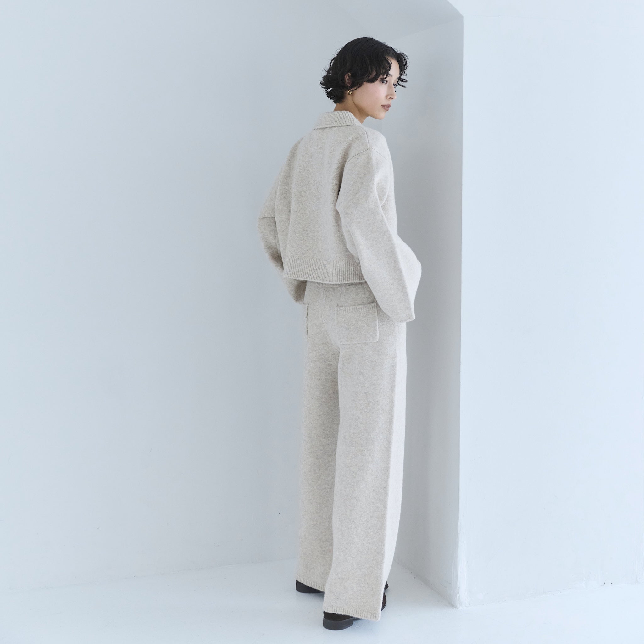 ウールmix ルーズストレートニットパンツ