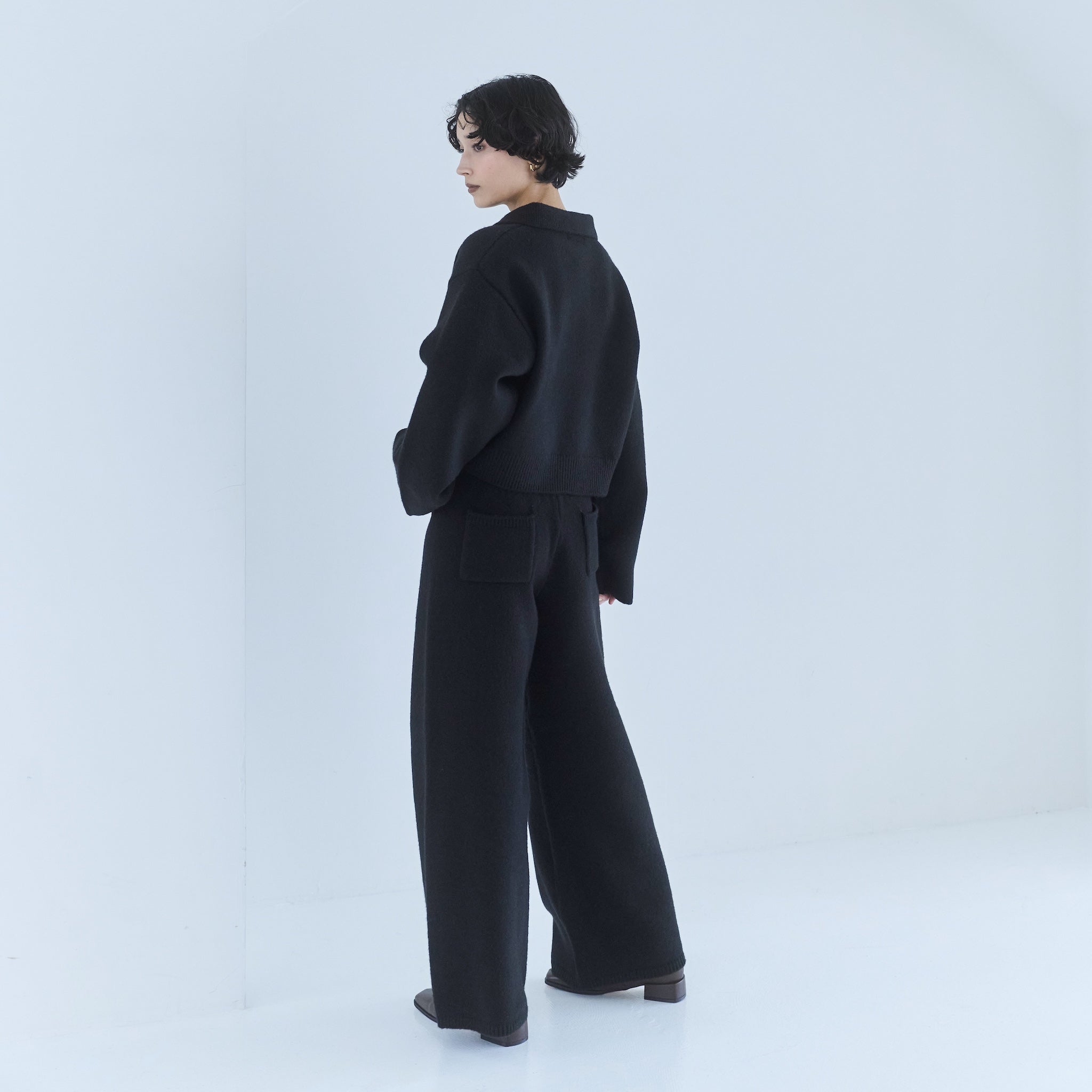 ウールmix ルーズストレートニットパンツ