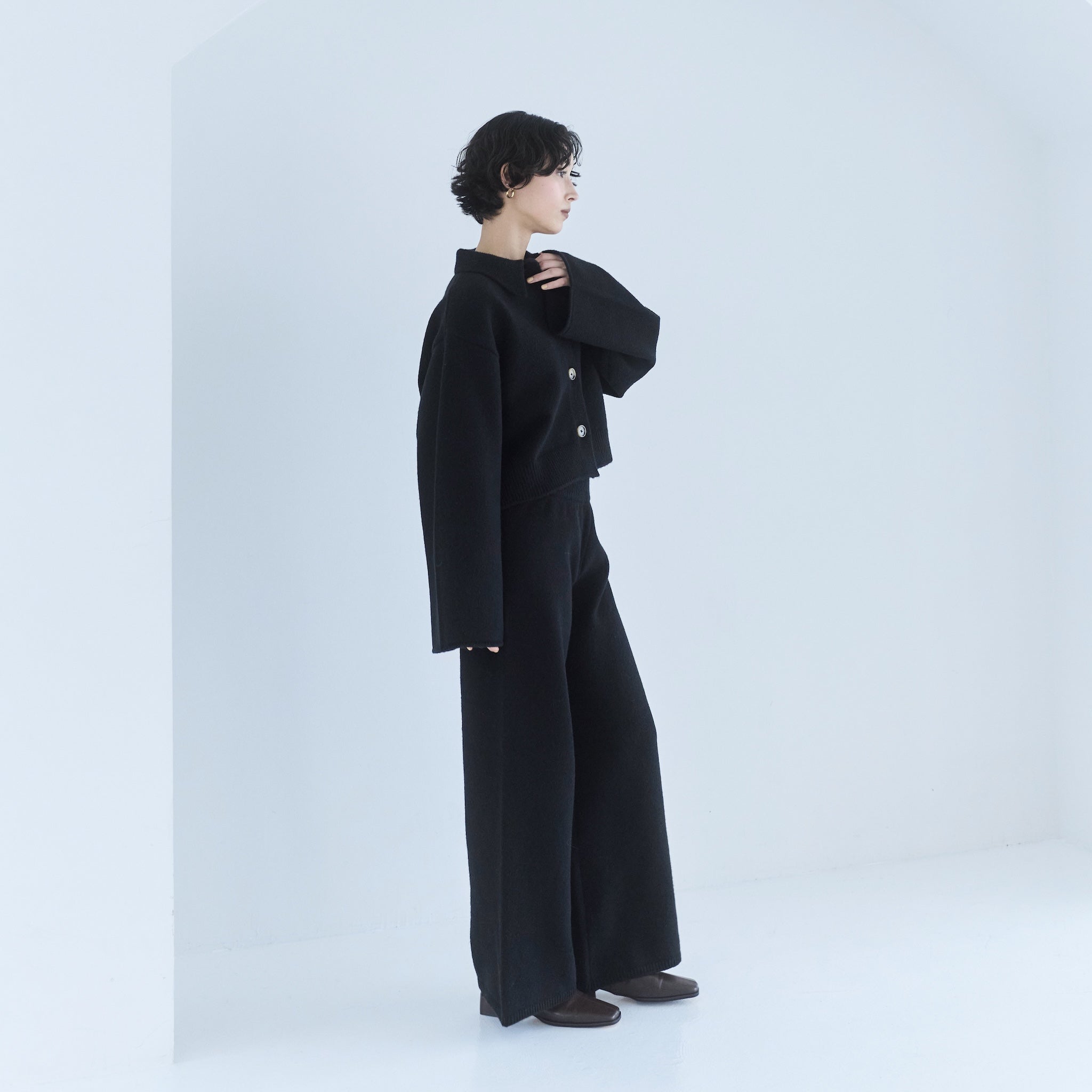 ウールmix ルーズストレートニットパンツ