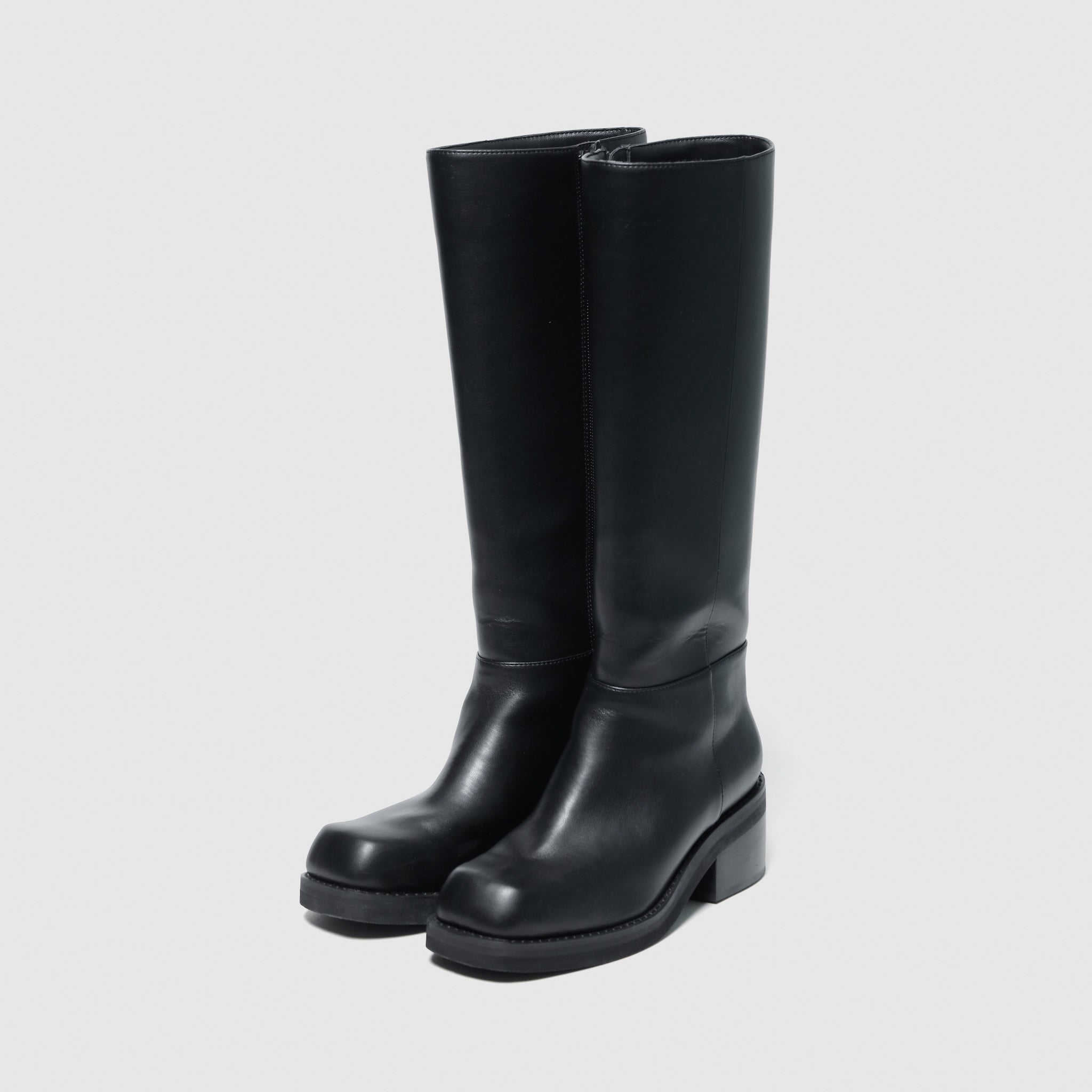 Square toe low heel long boots