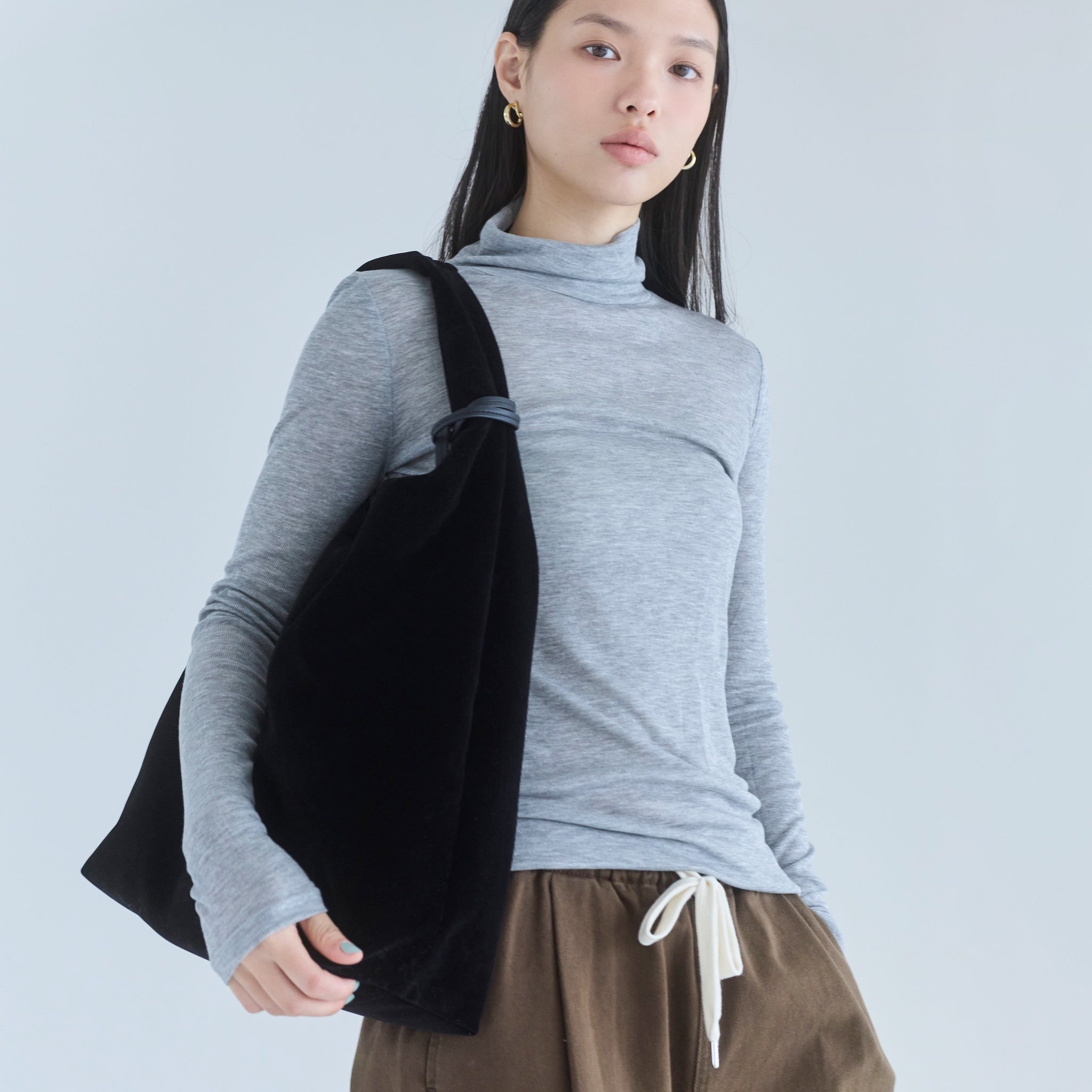 Velour one-handle shoulder bag