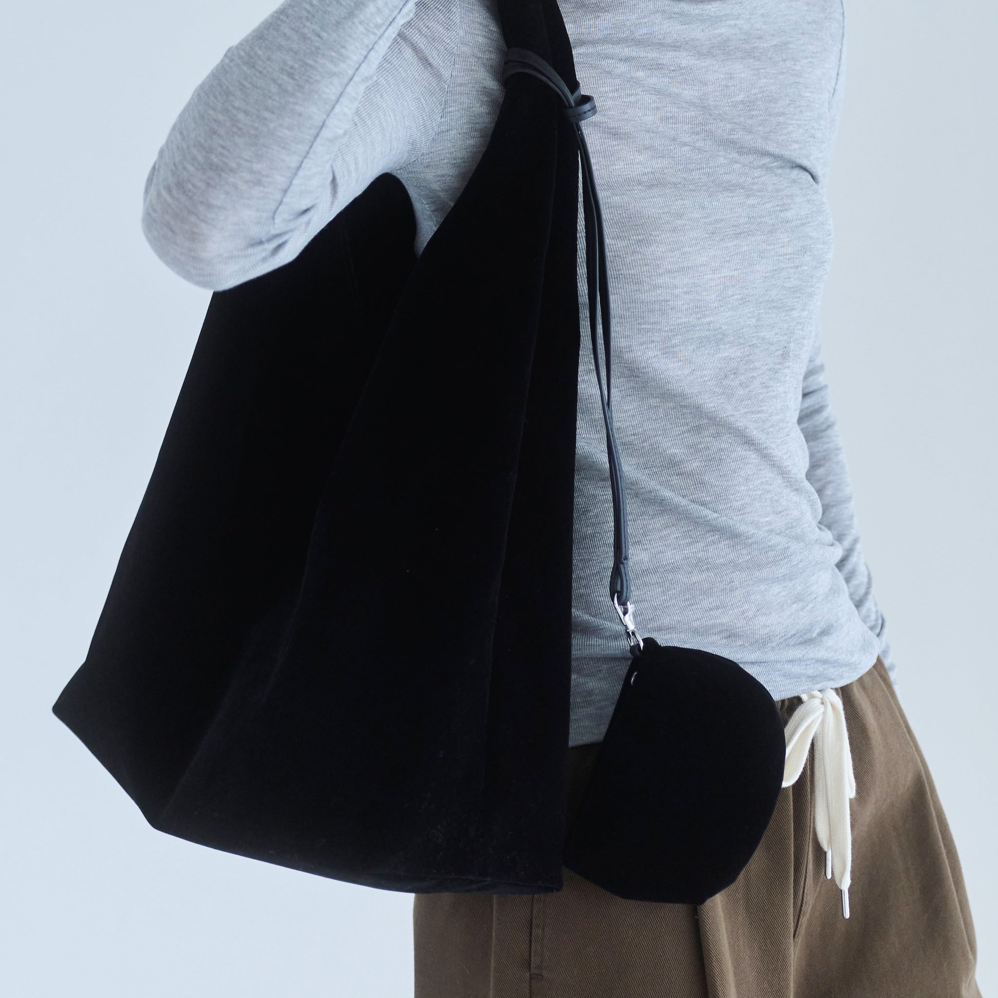 Velour one-handle shoulder bag