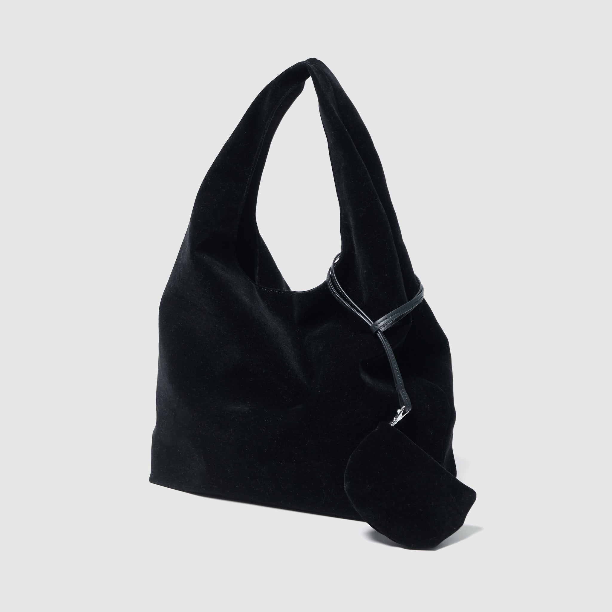 Velour one-handle shoulder bag