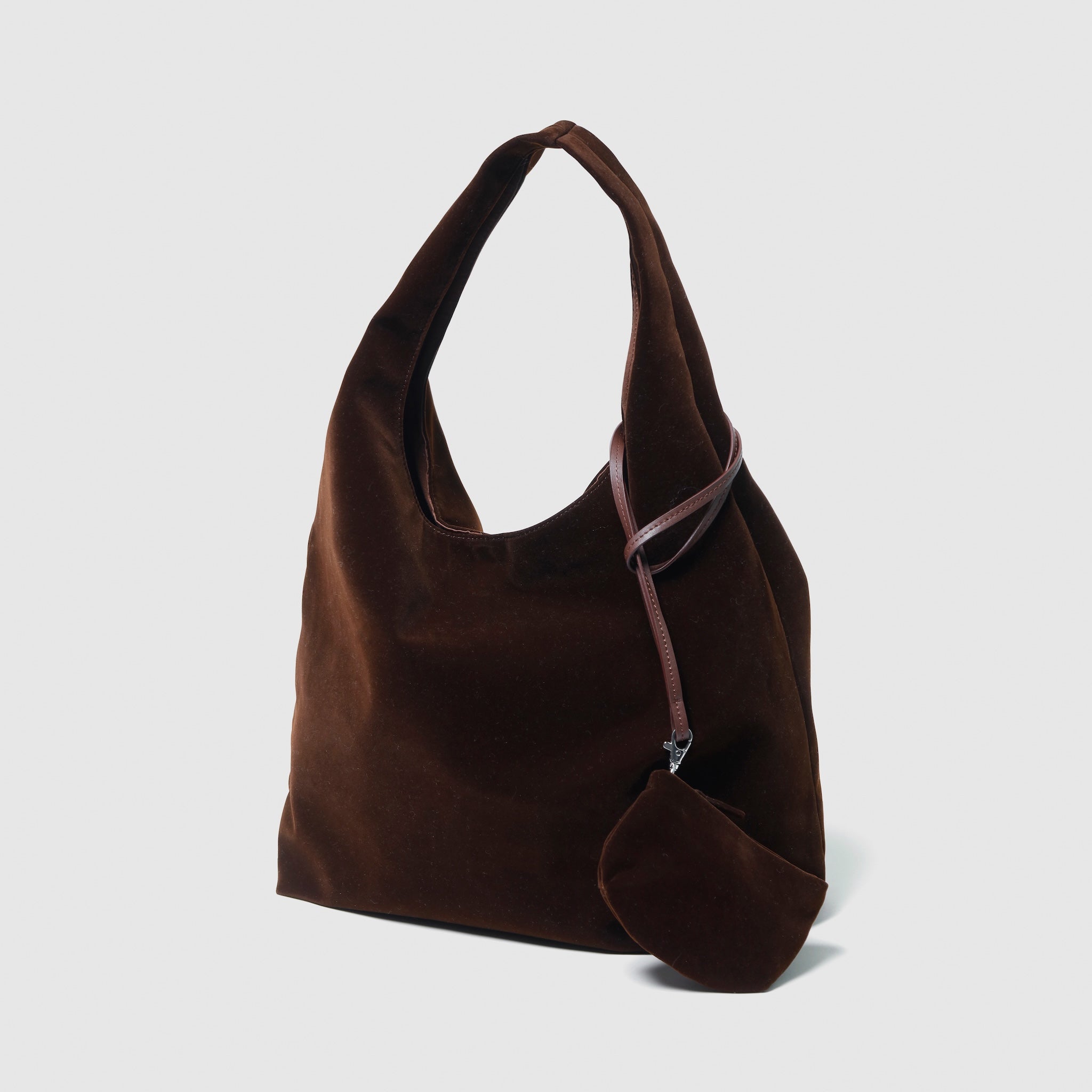 Velour one-handle shoulder bag