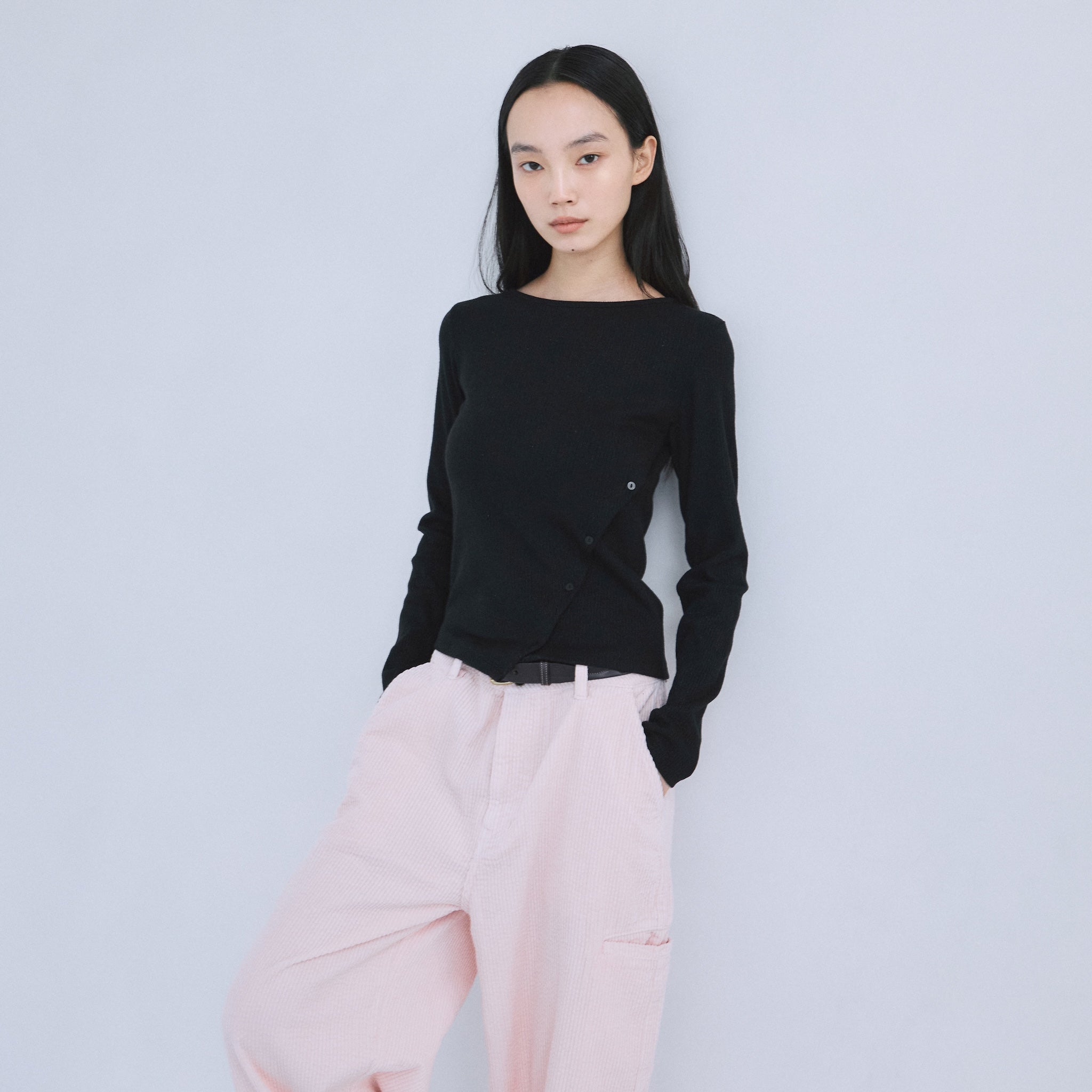 Glitter Rib Asymmetrical Top