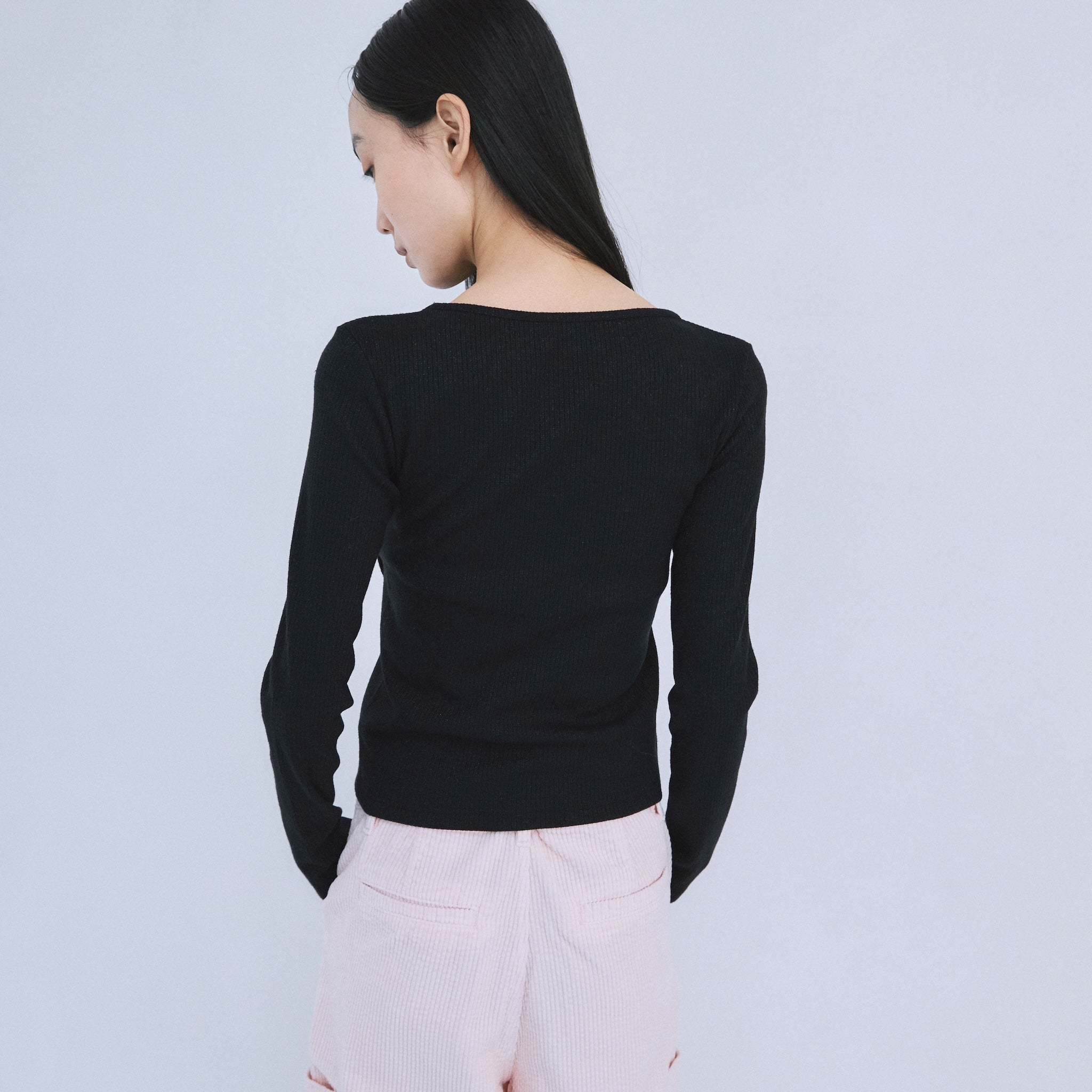 Glitter Rib Asymmetrical Top