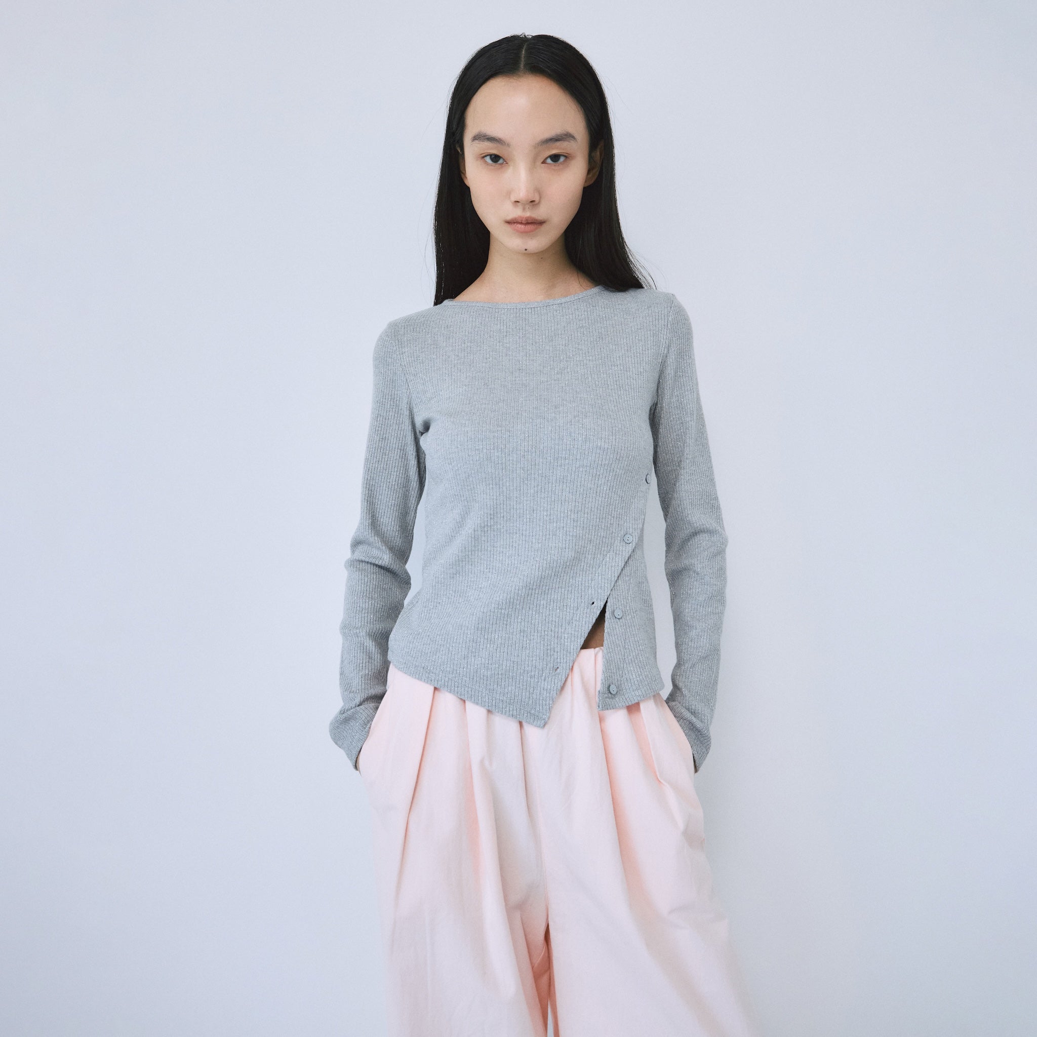 Glitter Rib Asymmetrical Top